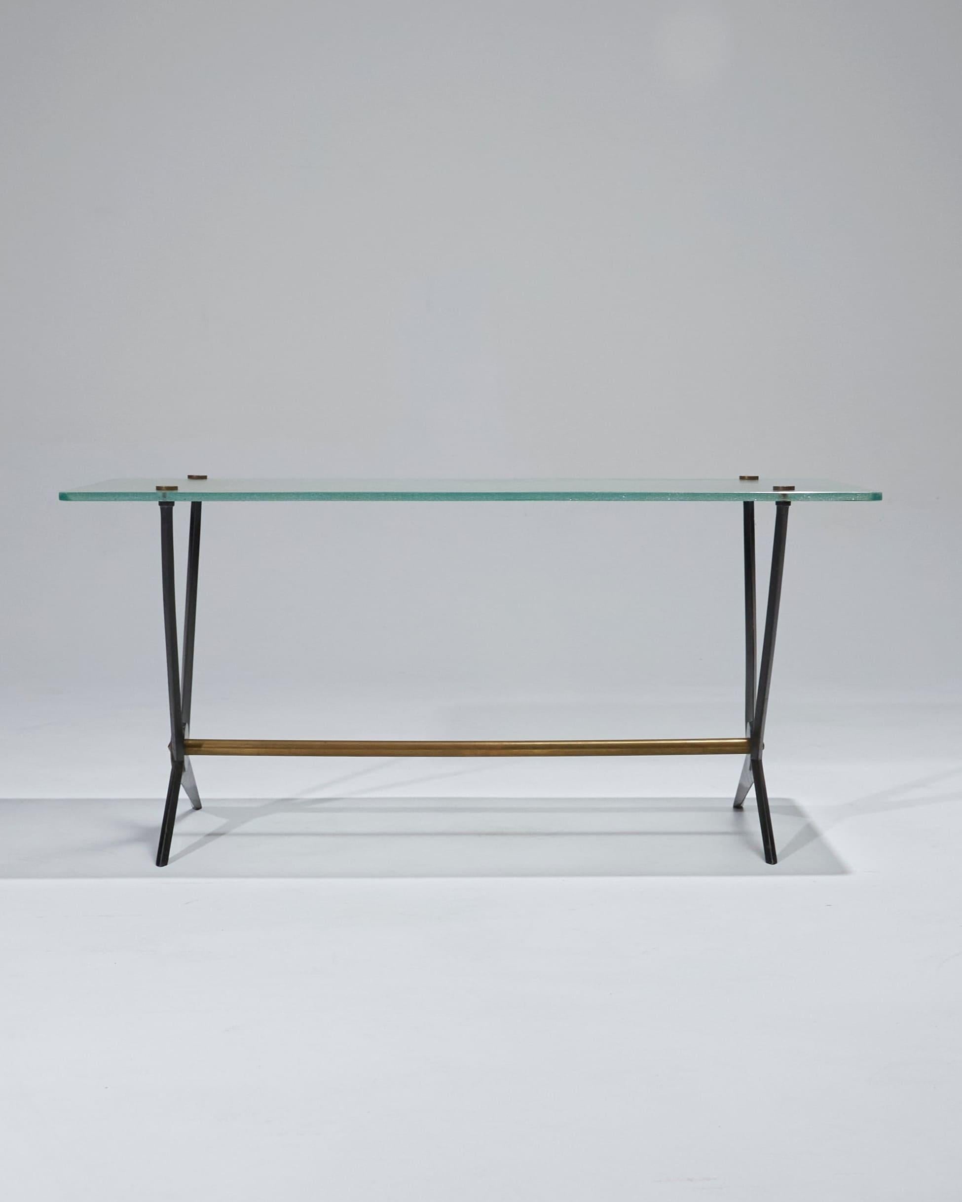 Couchtisch aus Glasglas von Angelo Ostuni, 1950er Jahre im Zustand „Relativ gut“ im Angebot in PARIS, FR