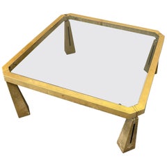 Glass Coffee Table by Peter Ghyczy, Glass Top on Brass Frame