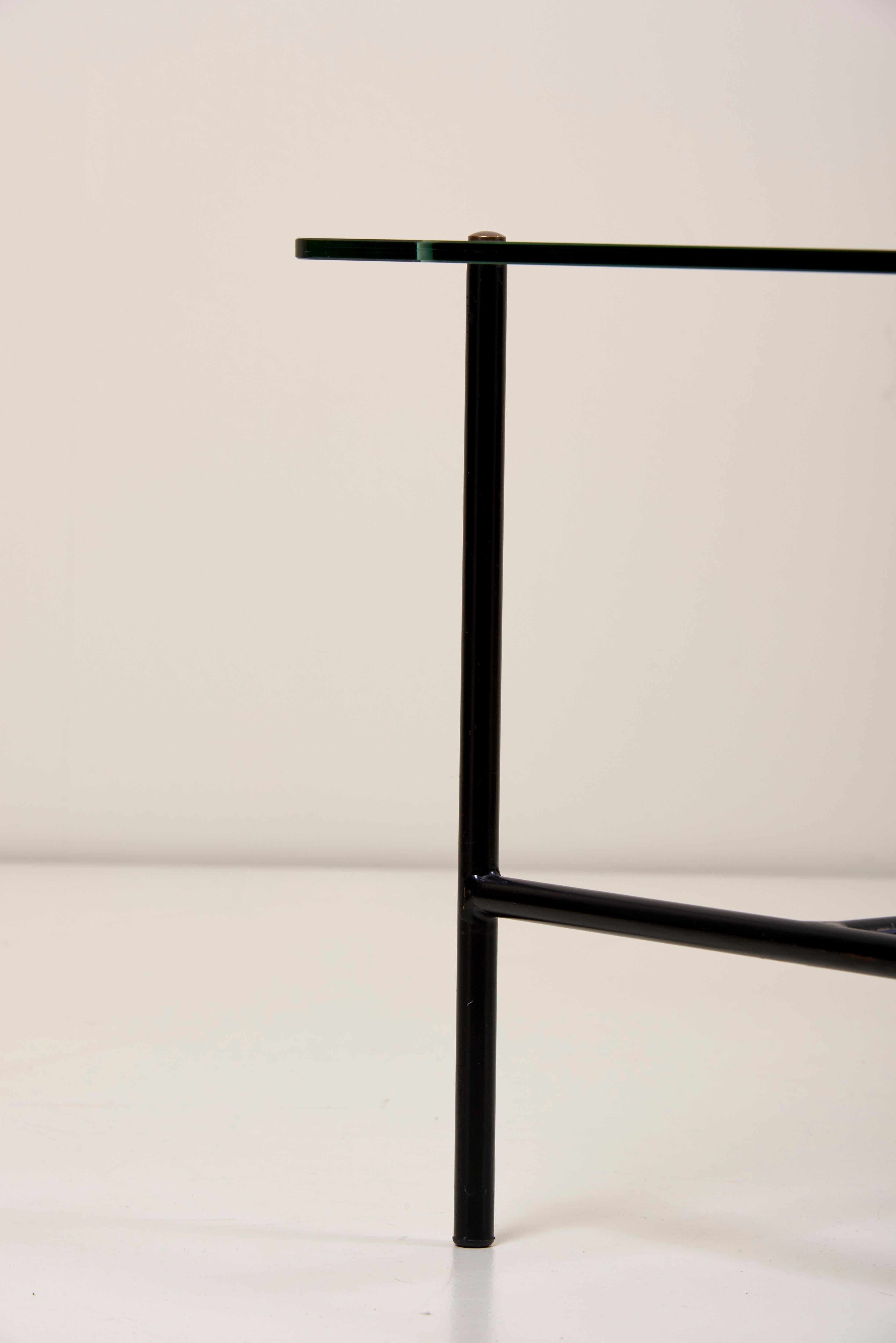 Wrought Iron Glass Coffee Table by Pierre Guariche for Disderot, France, 1950s