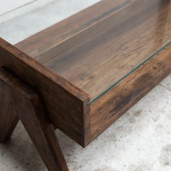 Glass coffee table by Pierre Jeanneret, 1960s, India