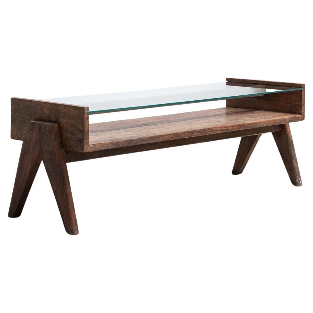 Glass coffee table by Pierre Jeanneret, 1960s, India