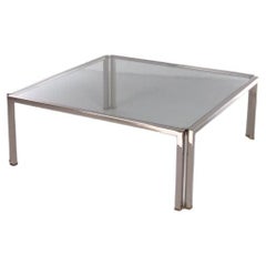 Table basse Peter Ghyczy modèle T28 d en inox avec laiton, 1986