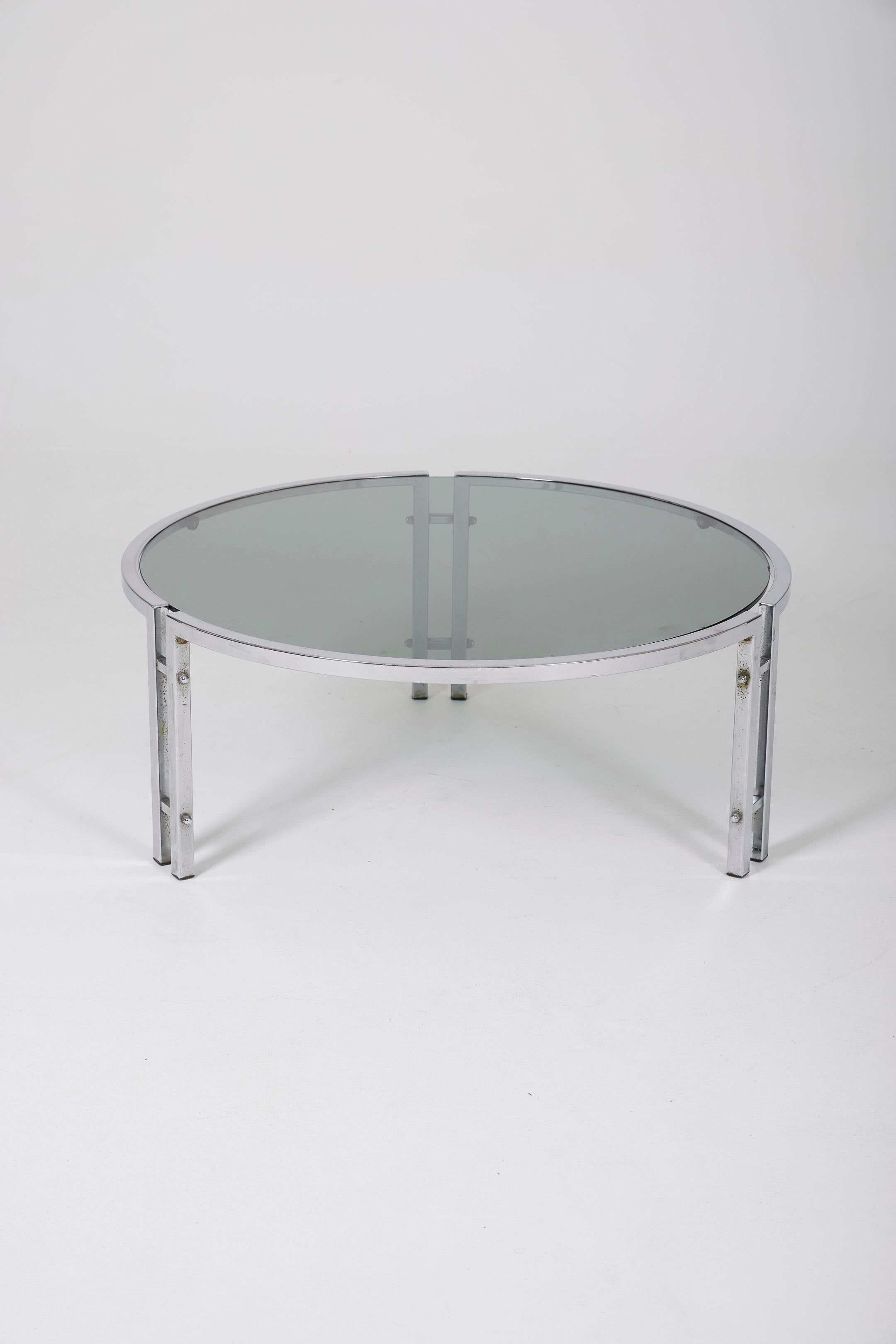Coffee table in chrome metal and smoked glass in Space Age style, from the 1980s. Very good condition.
LP2989