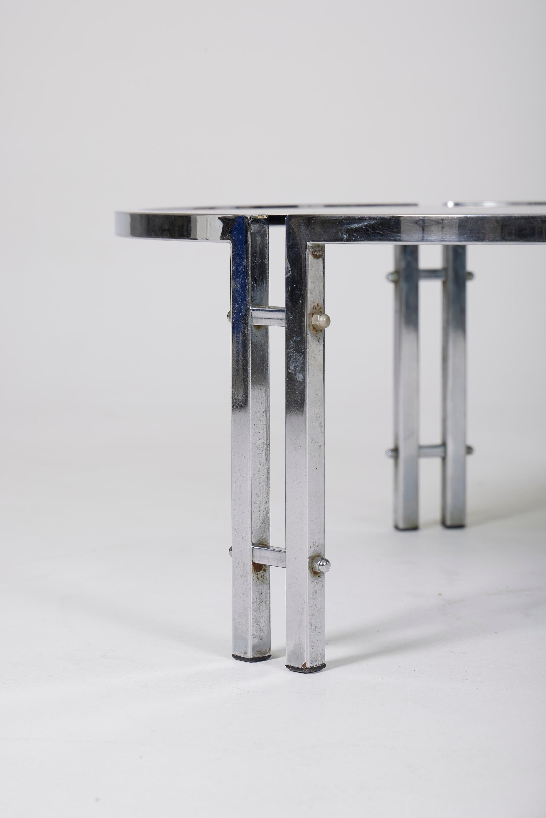 Metal Glass coffee table Space Age For Sale