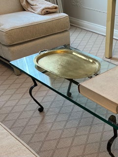 Glass Coffee Table with Twisted Forged Iron