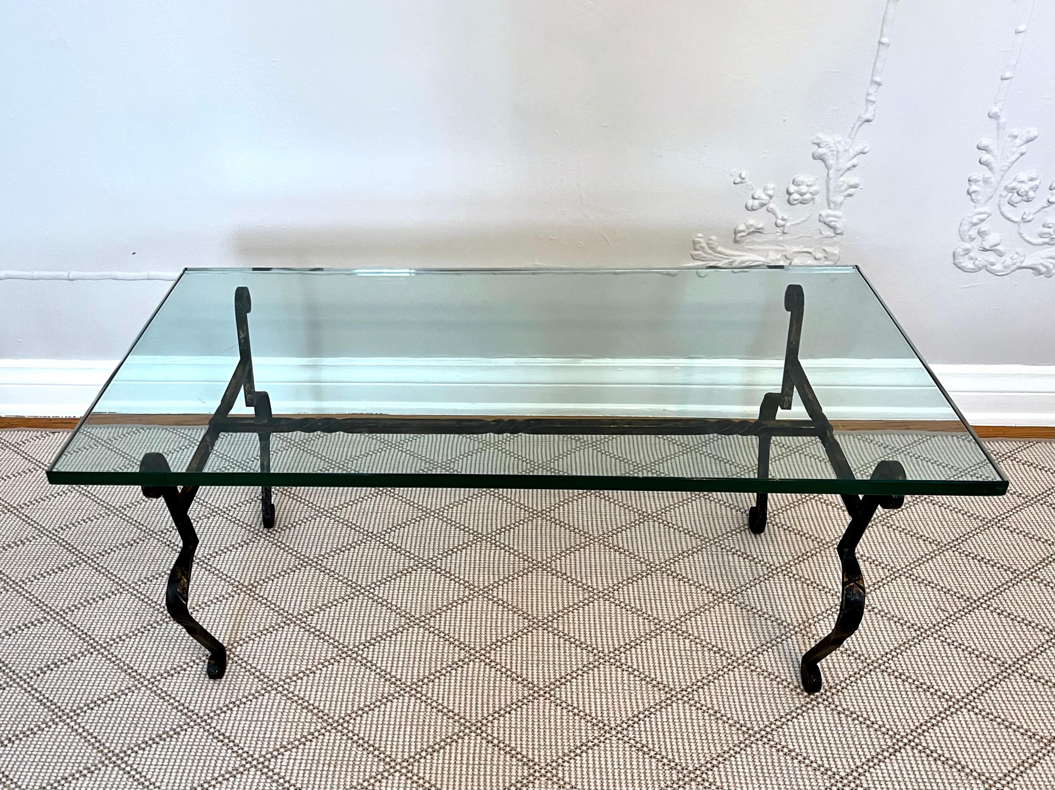 glass and iron coffee table