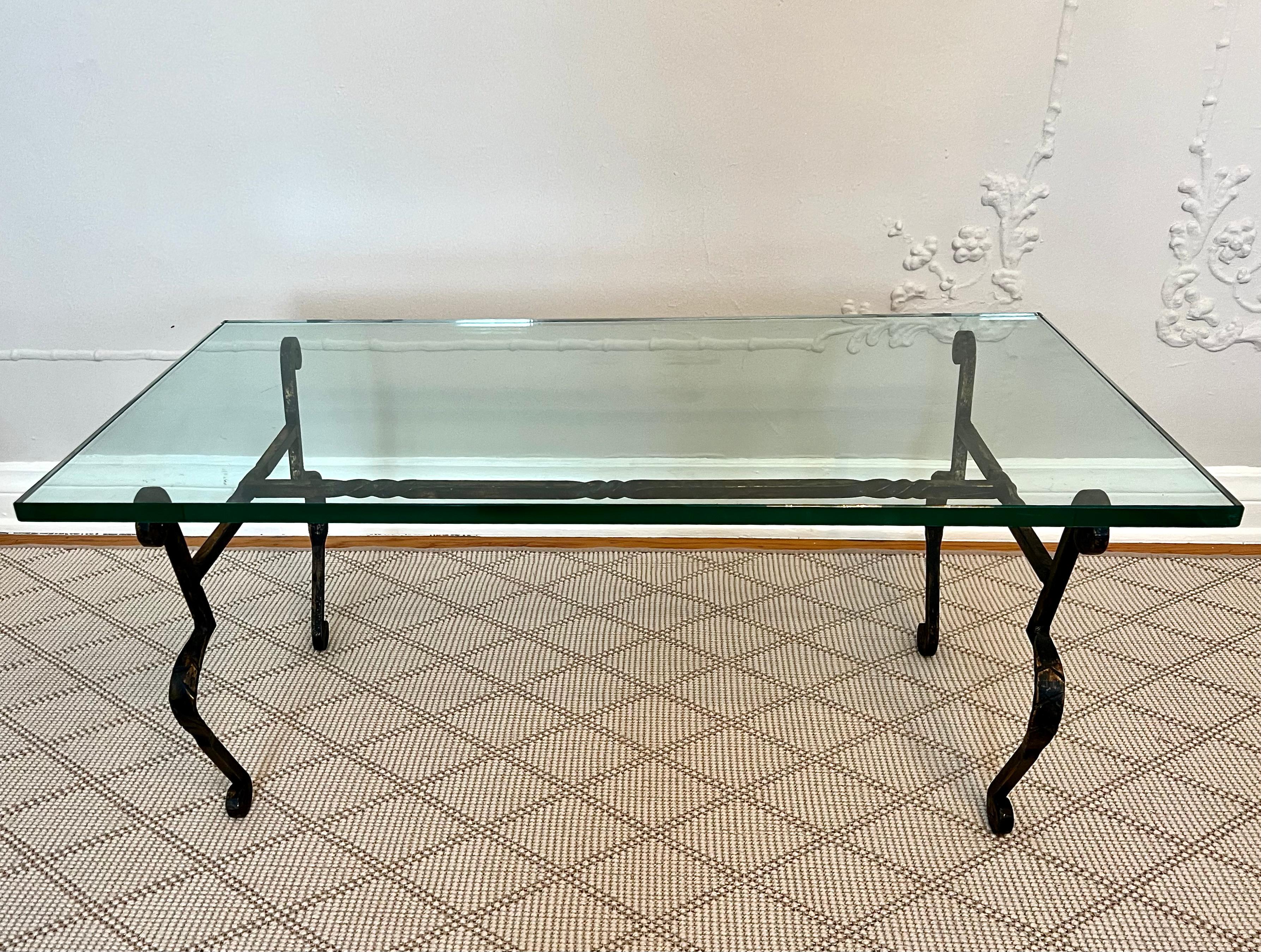 wrought iron and glass coffee table
