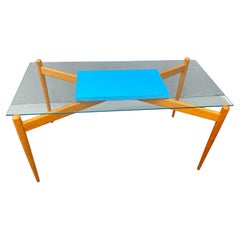 Glass Coffee Table with Wooden Frame, 1960's, Czechoslovakia