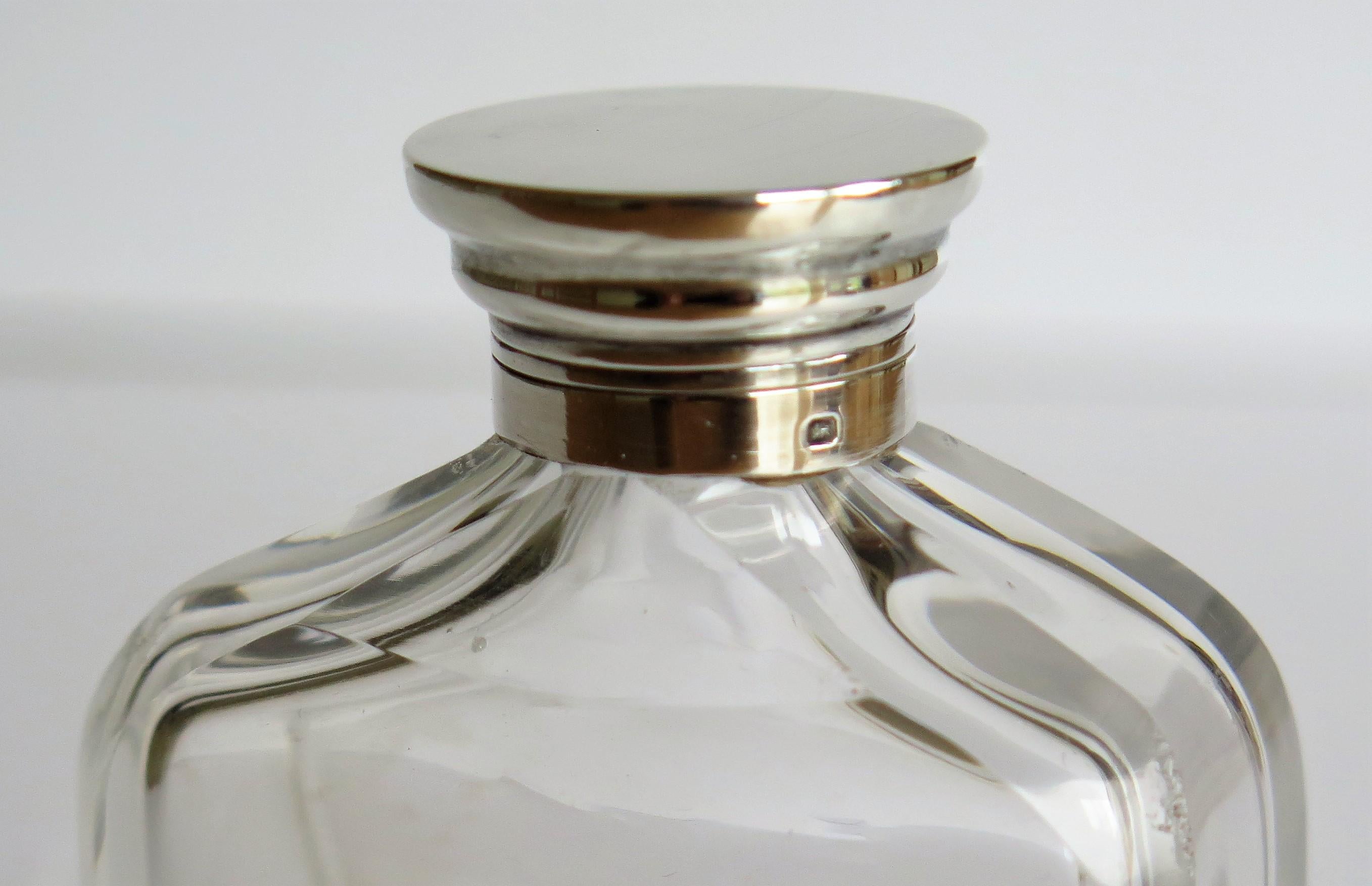 Crystal Glass Cologne or Perfume Bottle with Sterling Silver Top, circa 1910 2