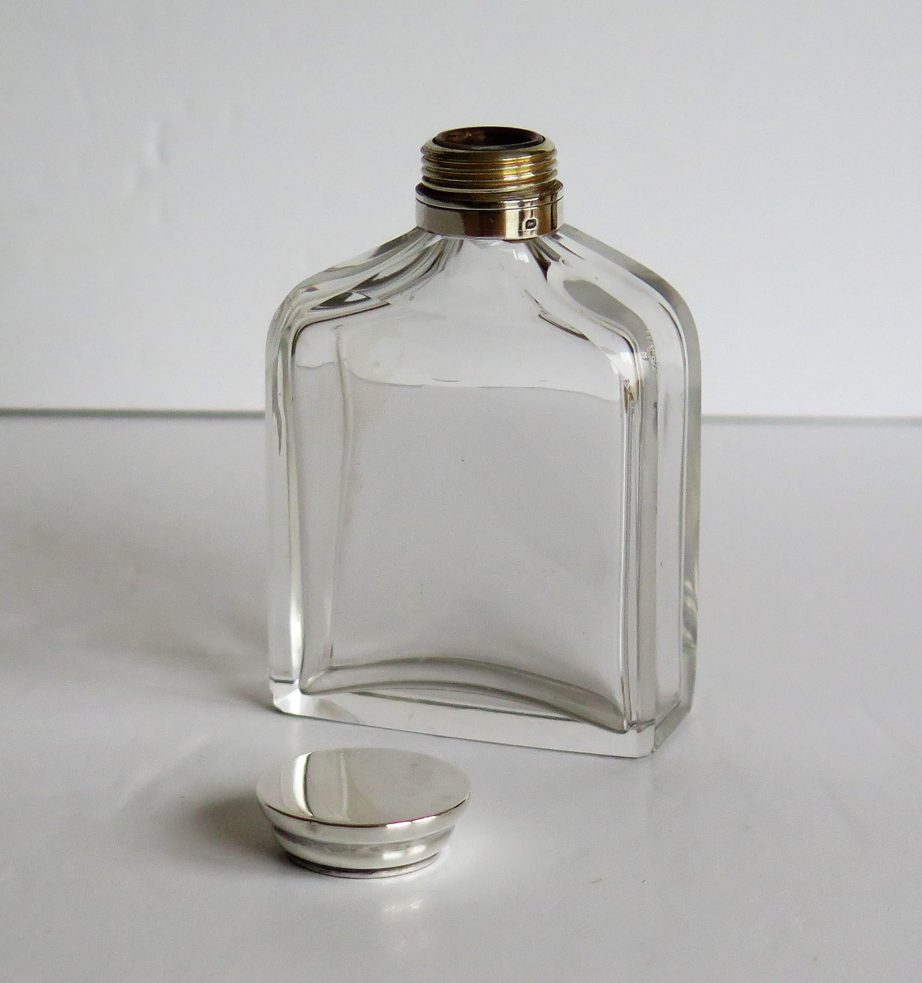 Crystal Glass Cologne or Perfume Bottle with Sterling Silver Top, circa 1910 4