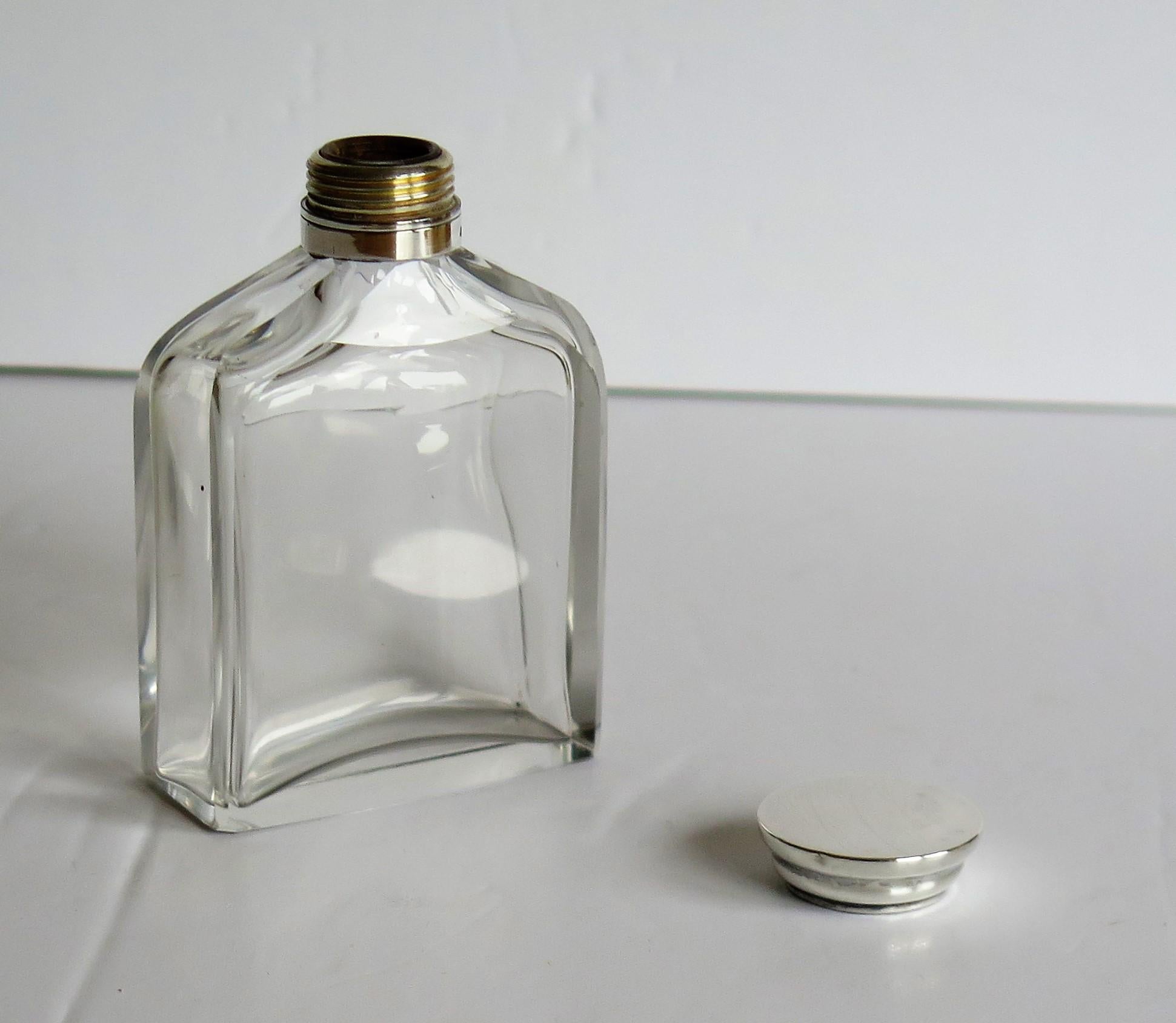 Crystal Glass Cologne or Perfume Bottle with Sterling Silver Top, circa 1910 5