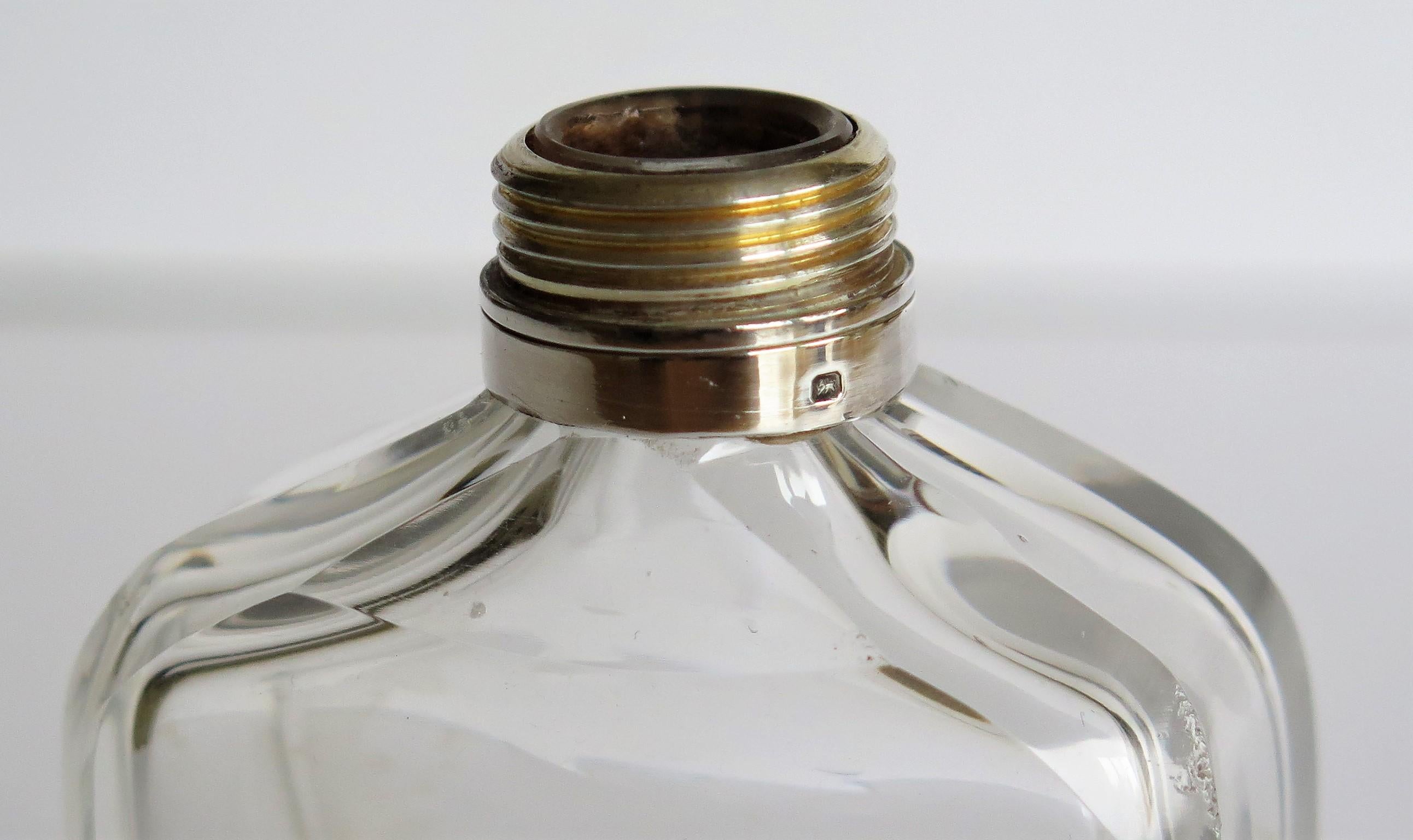 Crystal Glass Cologne or Perfume Bottle with Sterling Silver Top, circa 1910 7