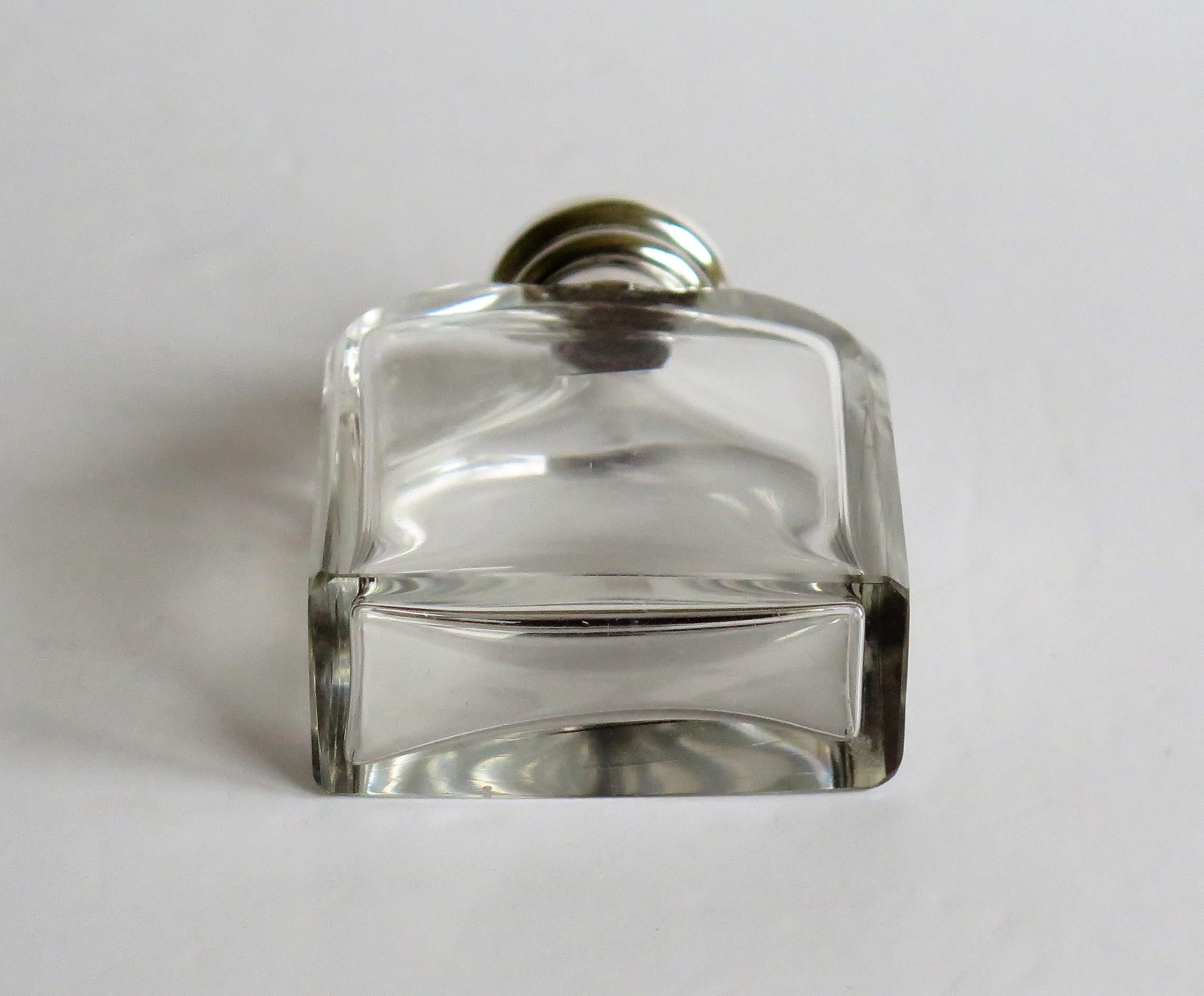 American Crystal Glass Cologne or Perfume Bottle with Sterling Silver Top, circa 1910
