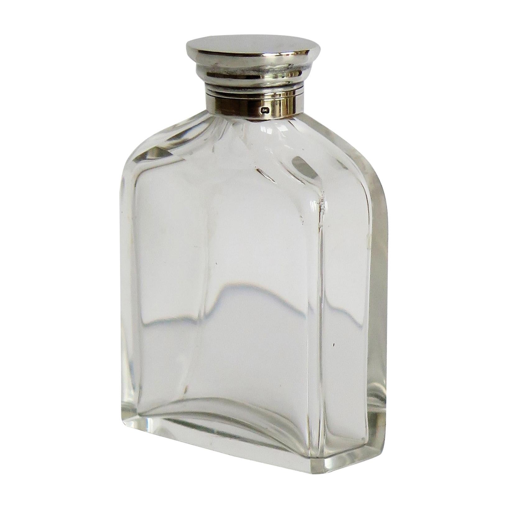 Crystal Glass Cologne or Perfume Bottle with Sterling Silver Top, circa 1910