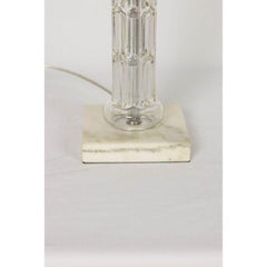 Glass Column Lamp with White Marble Base