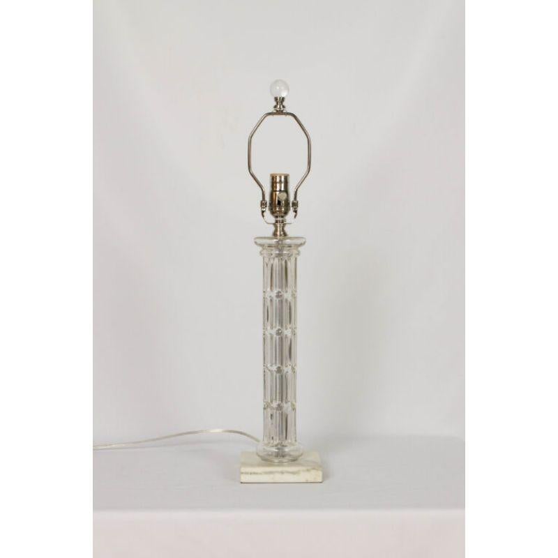Glass Column Lamp with White Marble Base In Excellent Condition For Sale In Canton, MA