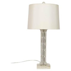 Glass Column Lamp with White Marble Base