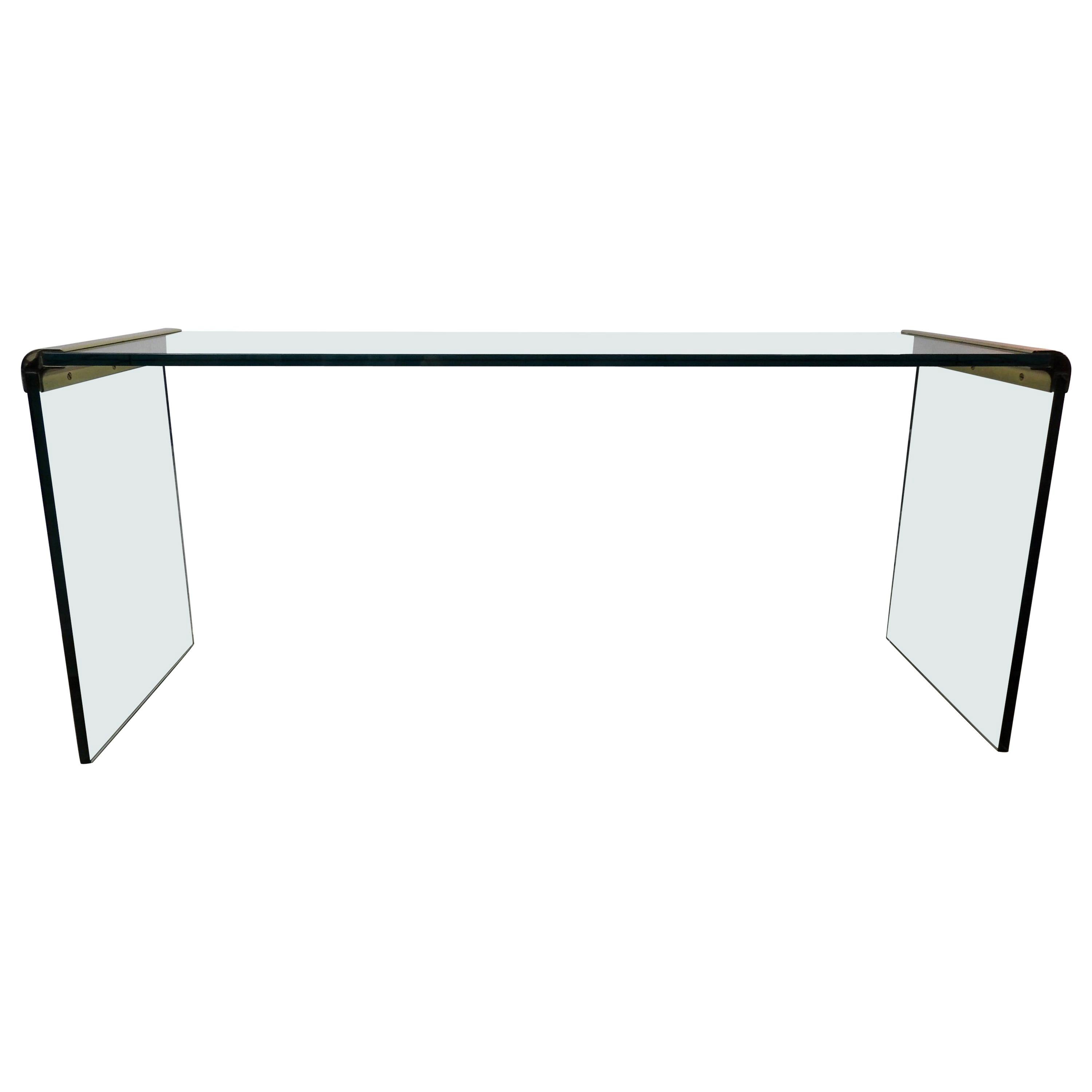 Glass Console Sofa Table, Midcentury