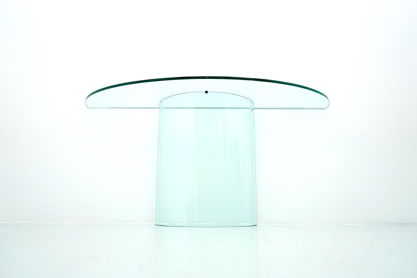 Late 20th Century Glass Console Table Desk by Gallotti & Radice Milano, Italy For Sale