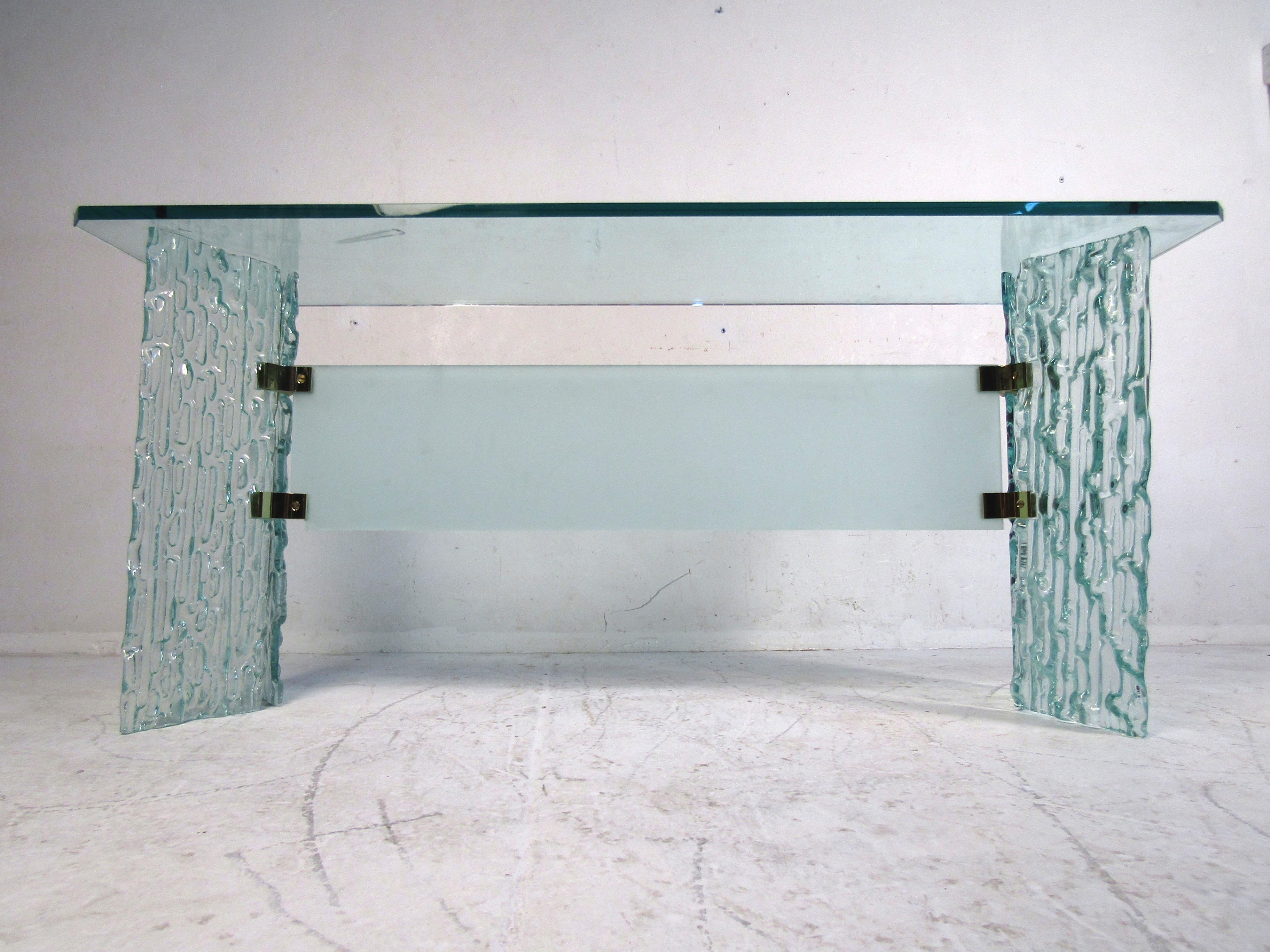 Glass Console Table In Good Condition In Brooklyn, NY