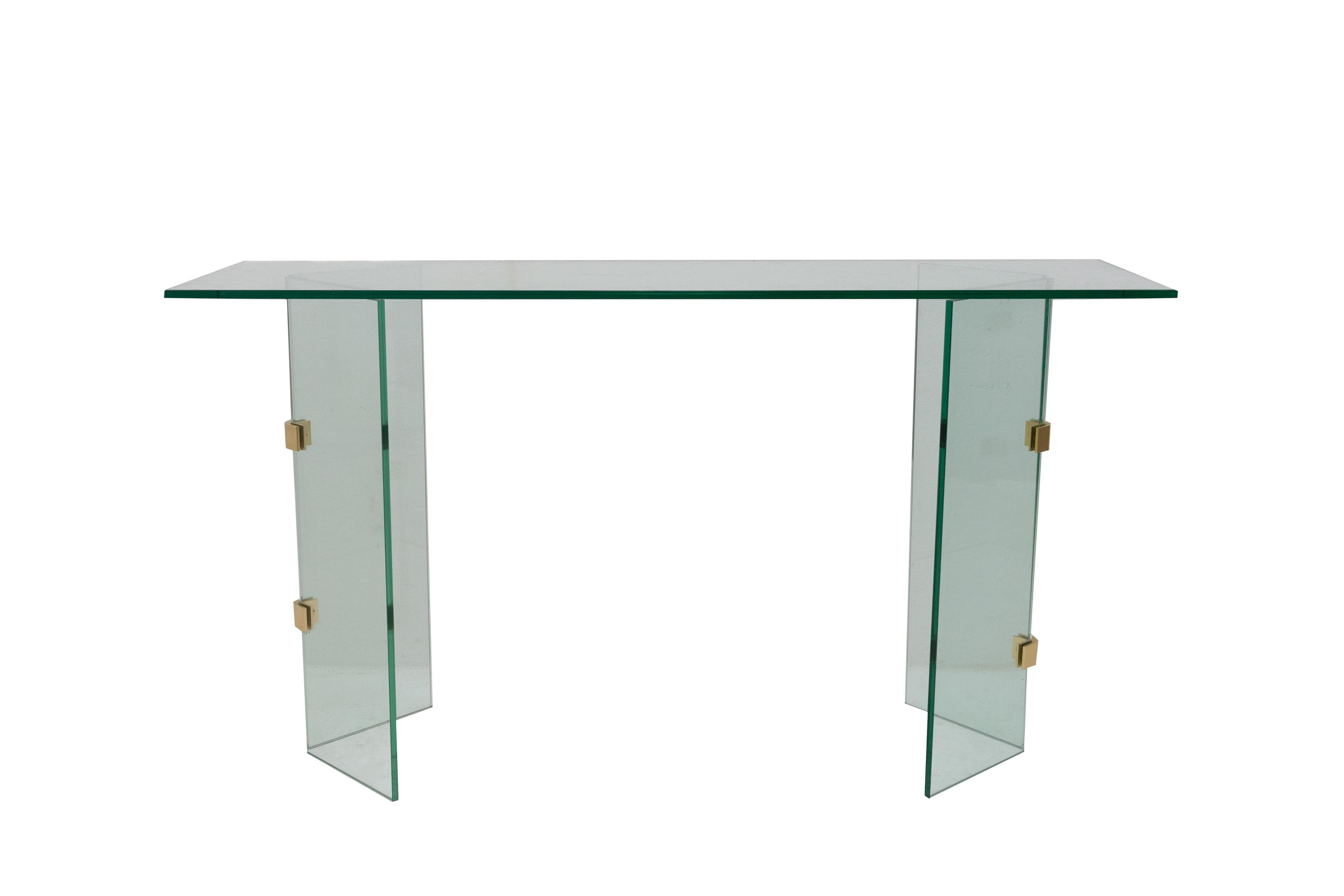 Late 20th Century Glass Console Table in the Style of Pace Collection