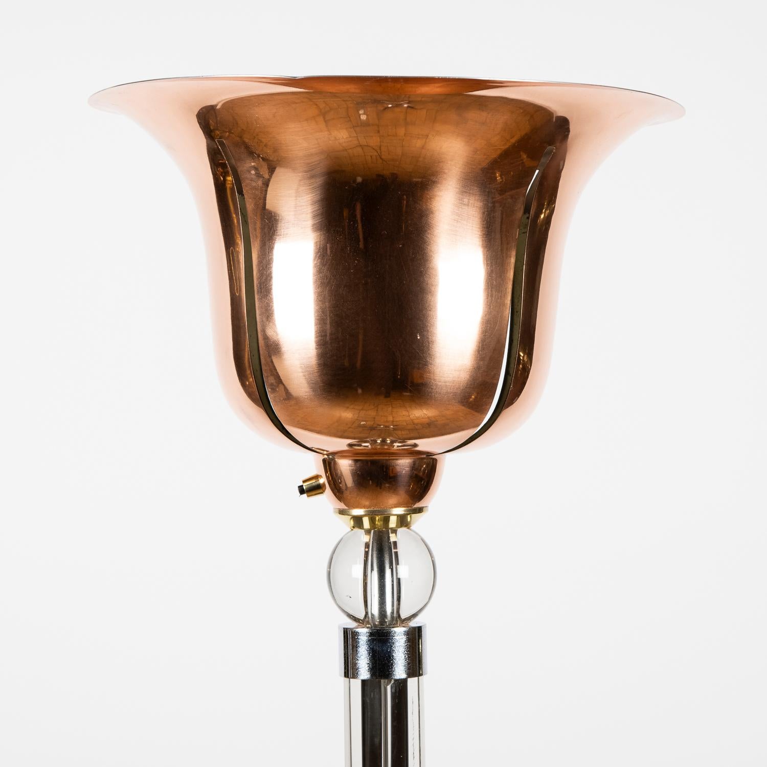 European Glass & Copper Uplighter For Sale