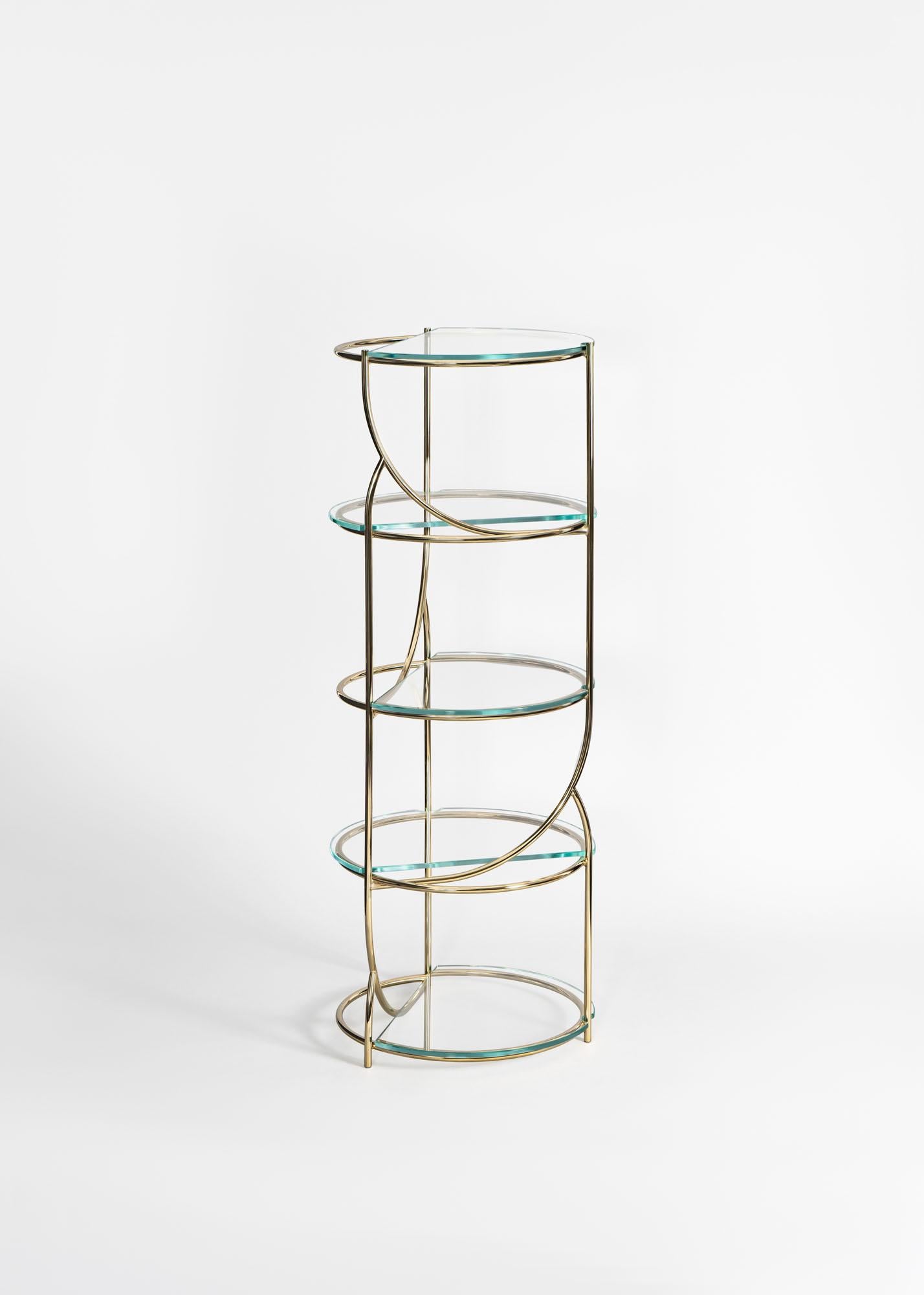 Glass Cosette 110 Shelf by GIROTTI ENRICO
Dimensions: D 40 x H 110 cm
Materials: Galvanic Structure, Metal.
Weight: 14 Kg. 

Enrico Girotti is an industrial designer who has found in the word “maker” his most authentic form of expression. Graduated