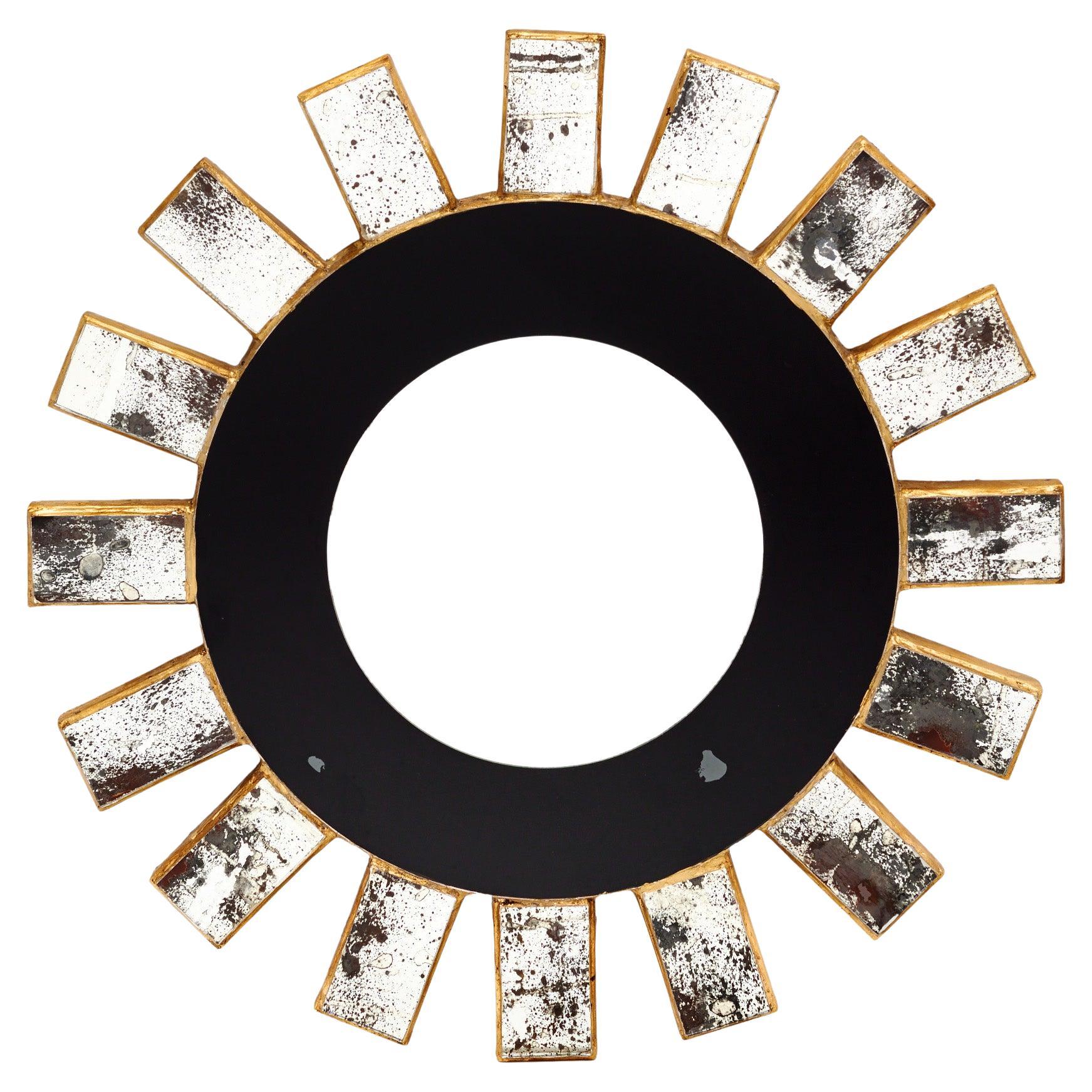 Glasbedeckter Vintage Sunburst-Spiegel im Angebot