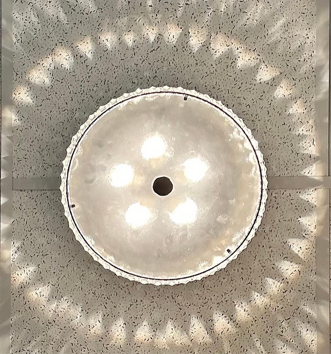 Glass, Crystal and Chrome Flush Mount Ceiling Light Fixture, Wired and Working For Sale 5