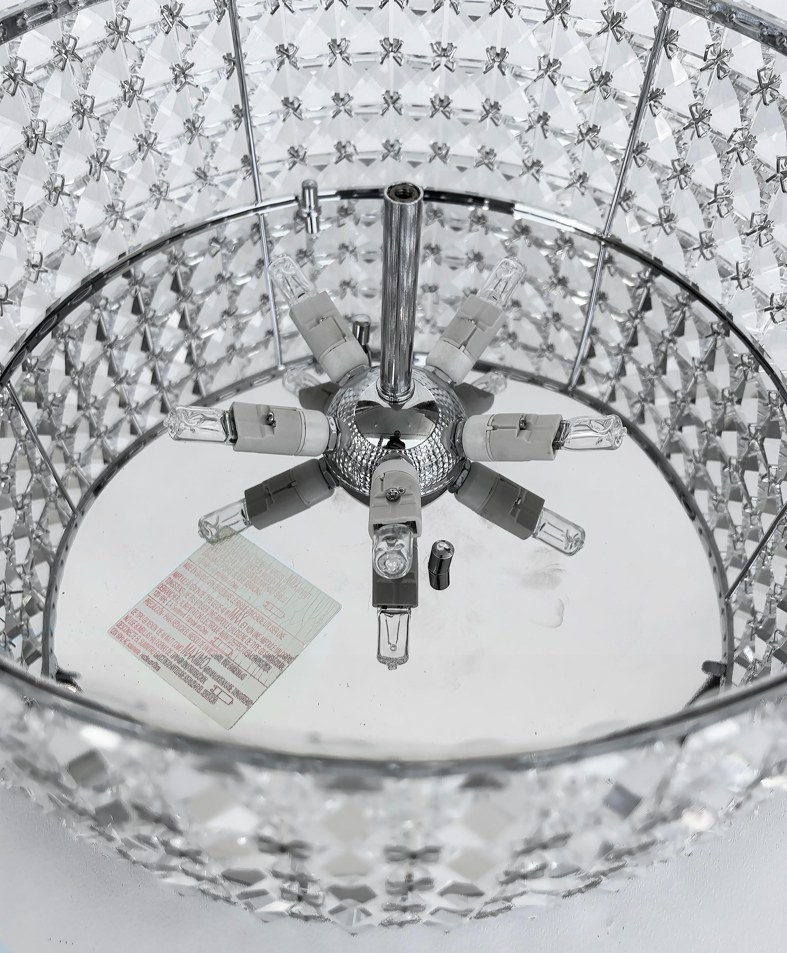 Glass, Crystal and Chrome Flush Mount Ceiling Light Fixture, Wired and Working For Sale 4