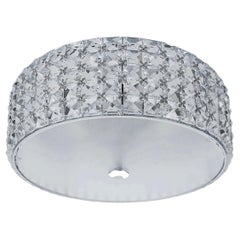 Glass, Crystal and Chrome Flush Mount Ceiling Light Fixture, Wired and Working