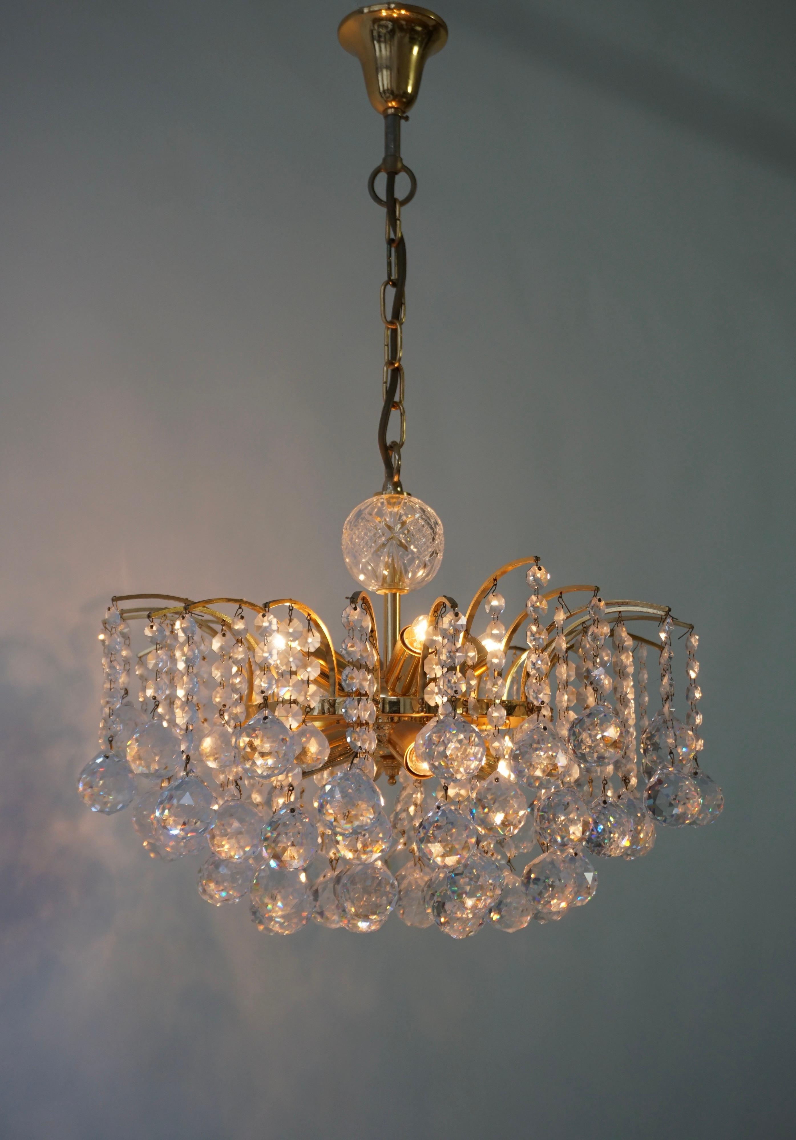 Glass Crystal Chandelier by Christoph Palme, Germany, 1970s For Sale 1