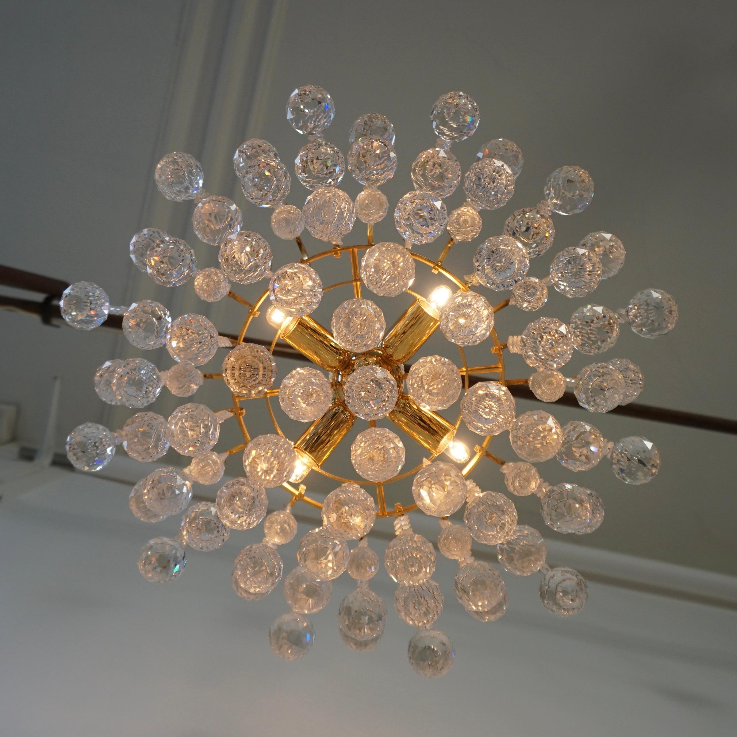20th Century Glass Crystal Chandelier by Christoph Palme, Germany, 1970s For Sale