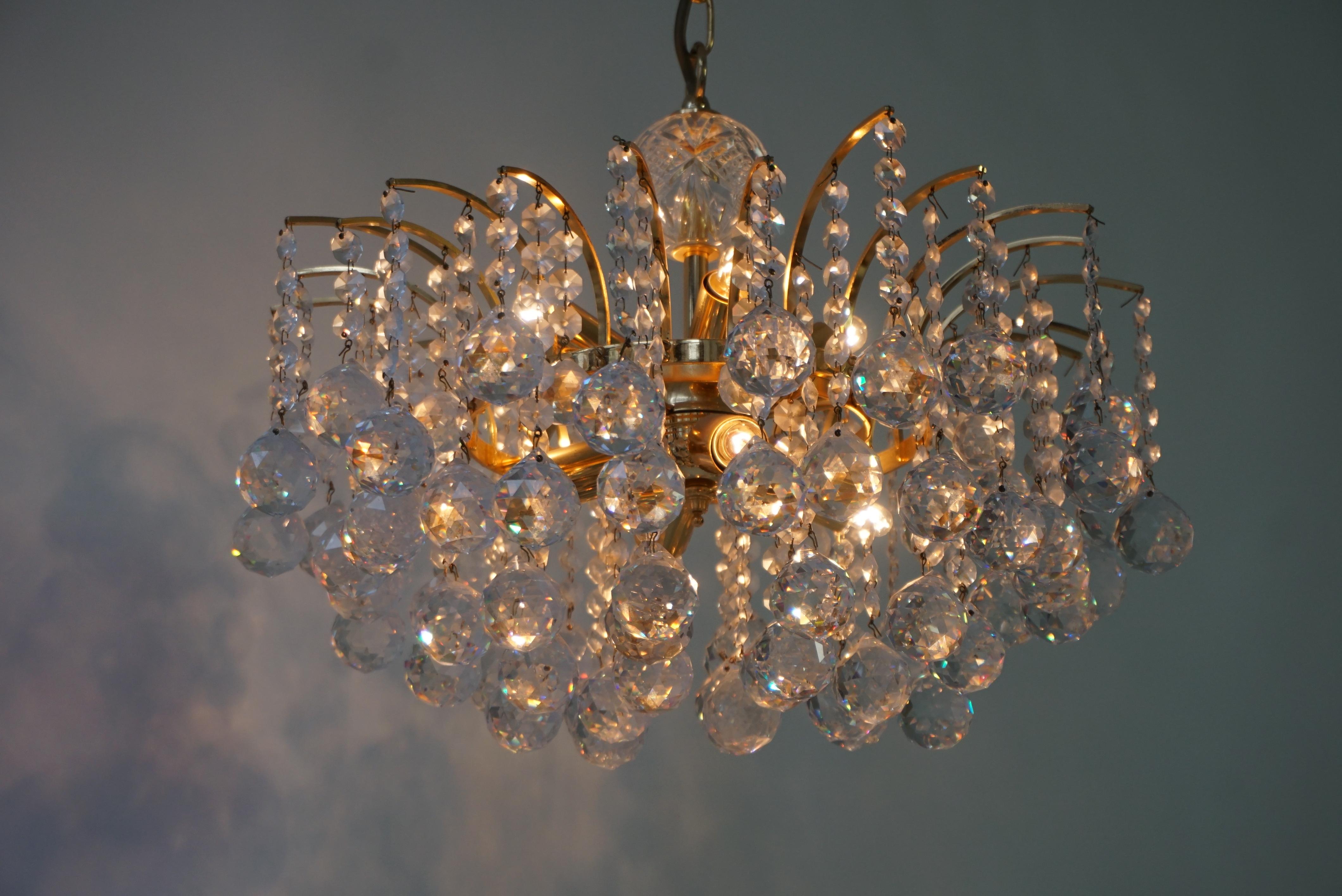 Glass Crystal Chandelier by Christoph Palme, Germany, 1970s For Sale 4