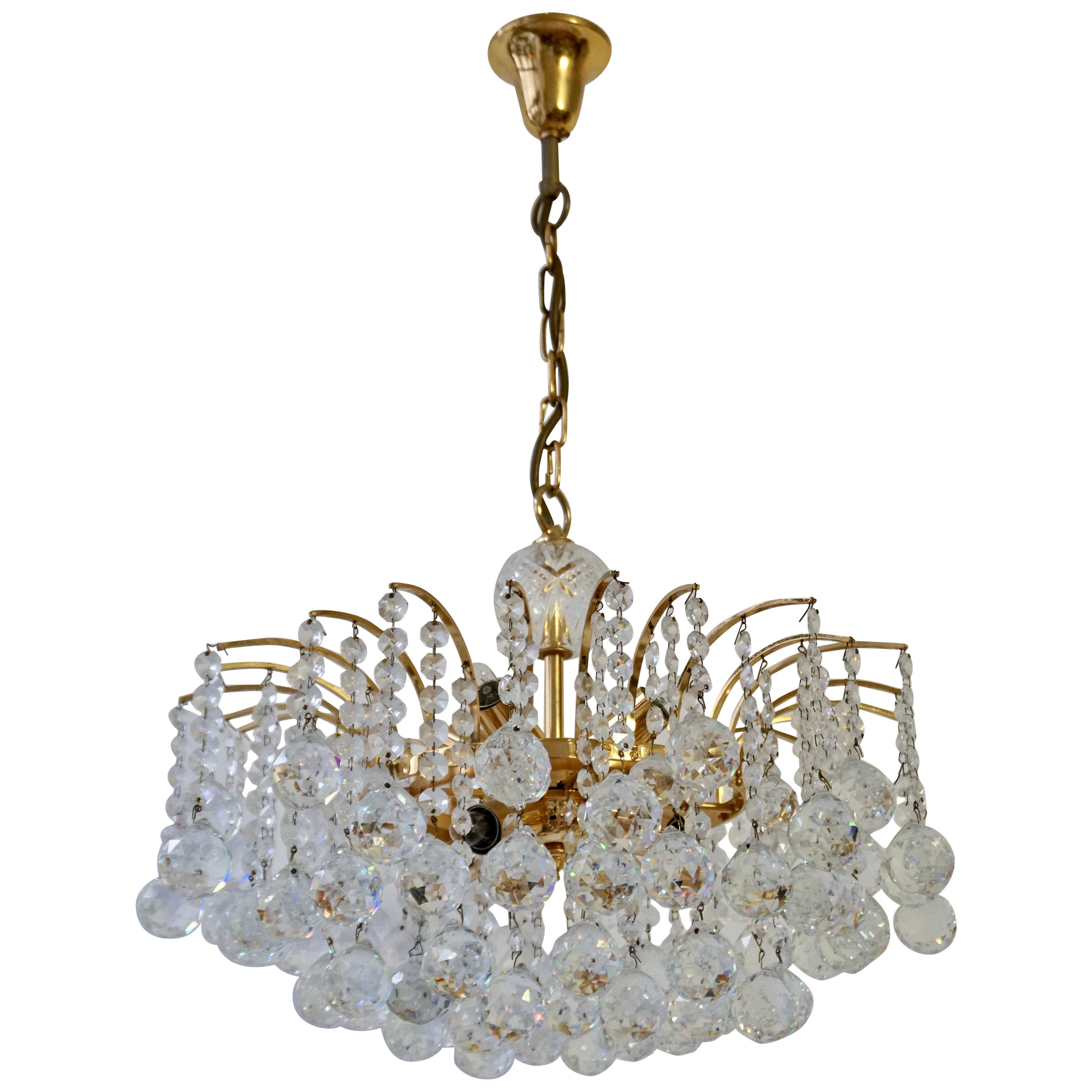 Lampadario in vetro e cristallo di Christoph Palme, Germania, anni '70
