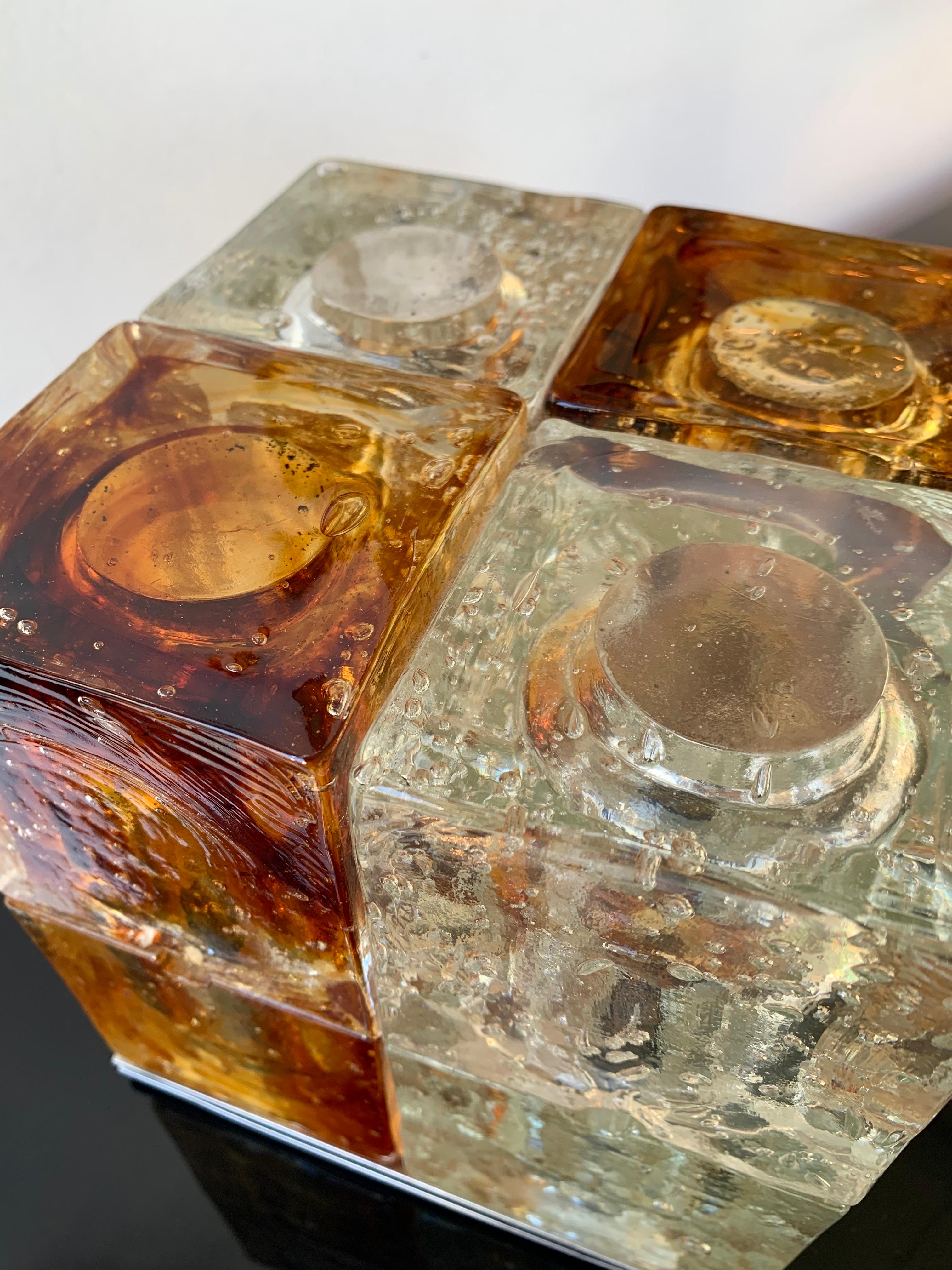 Late 20th Century Glass Cube Lamp by Poliarte, Italy, 1970s