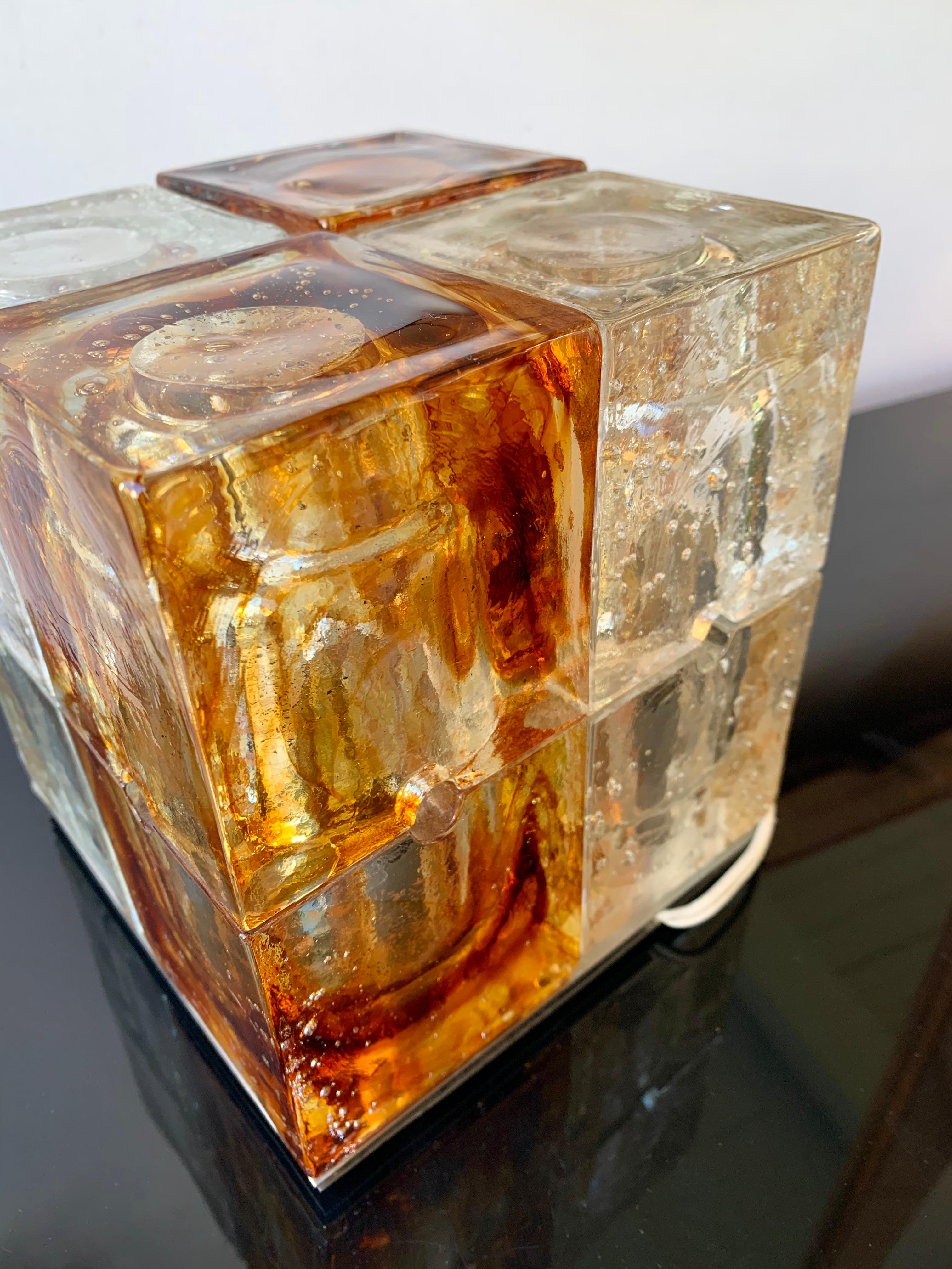 Art Glass Glass Cube Lamp by Poliarte, Italy, 1970s