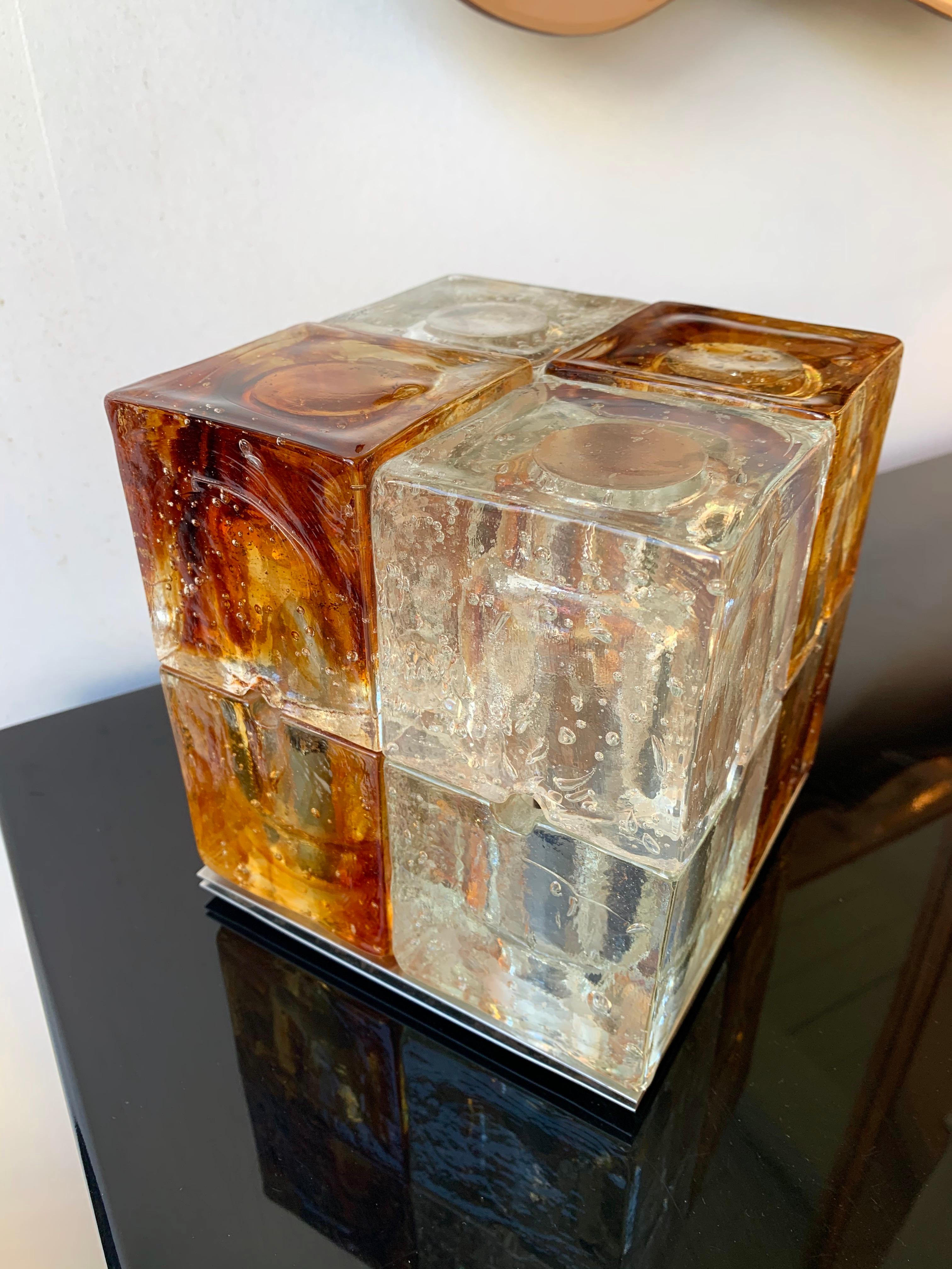 Glass Cube Lamp by Poliarte, Italy, 1970s 2