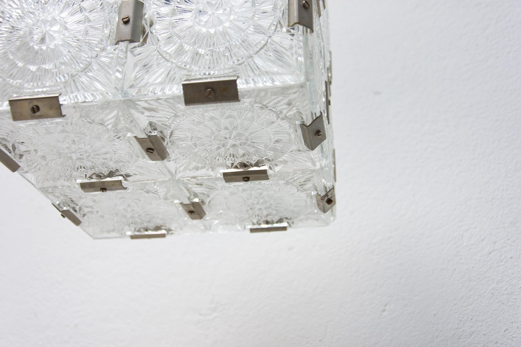 Glass Cube Pendant from Kamenický Šenov, 1970s For Sale 2