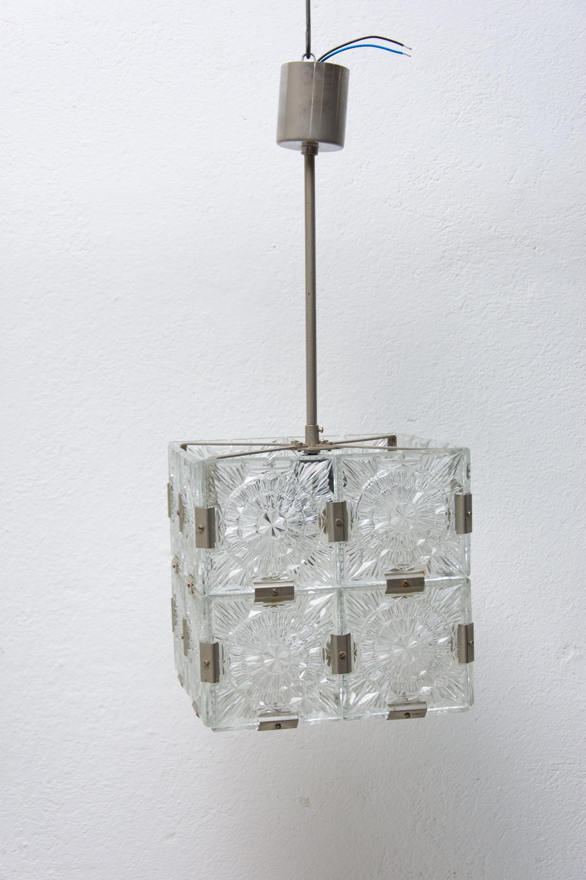 Glass Cube Pendant from Kamenický Šenov, 1970s For Sale 5