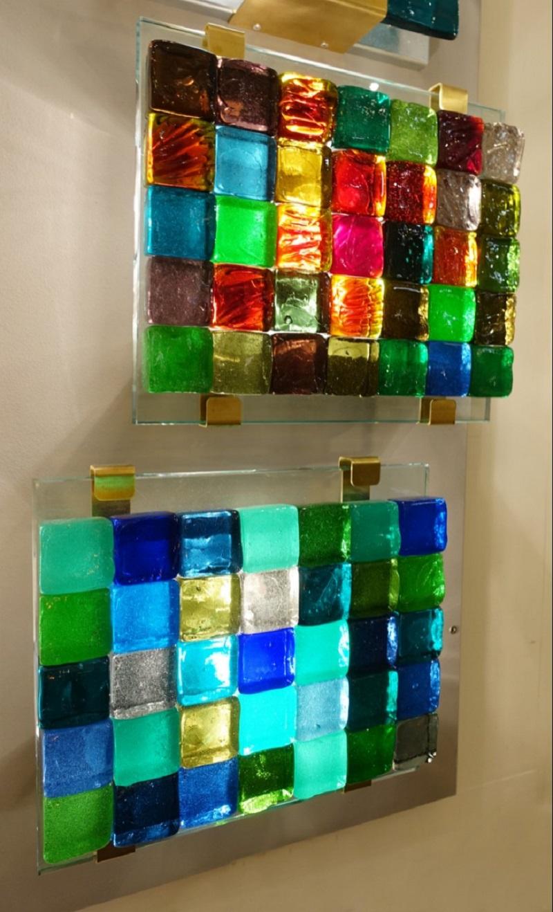 Glass Cube Wall Lamp, Belgian Creation by J. Nonnon  For Sale 2