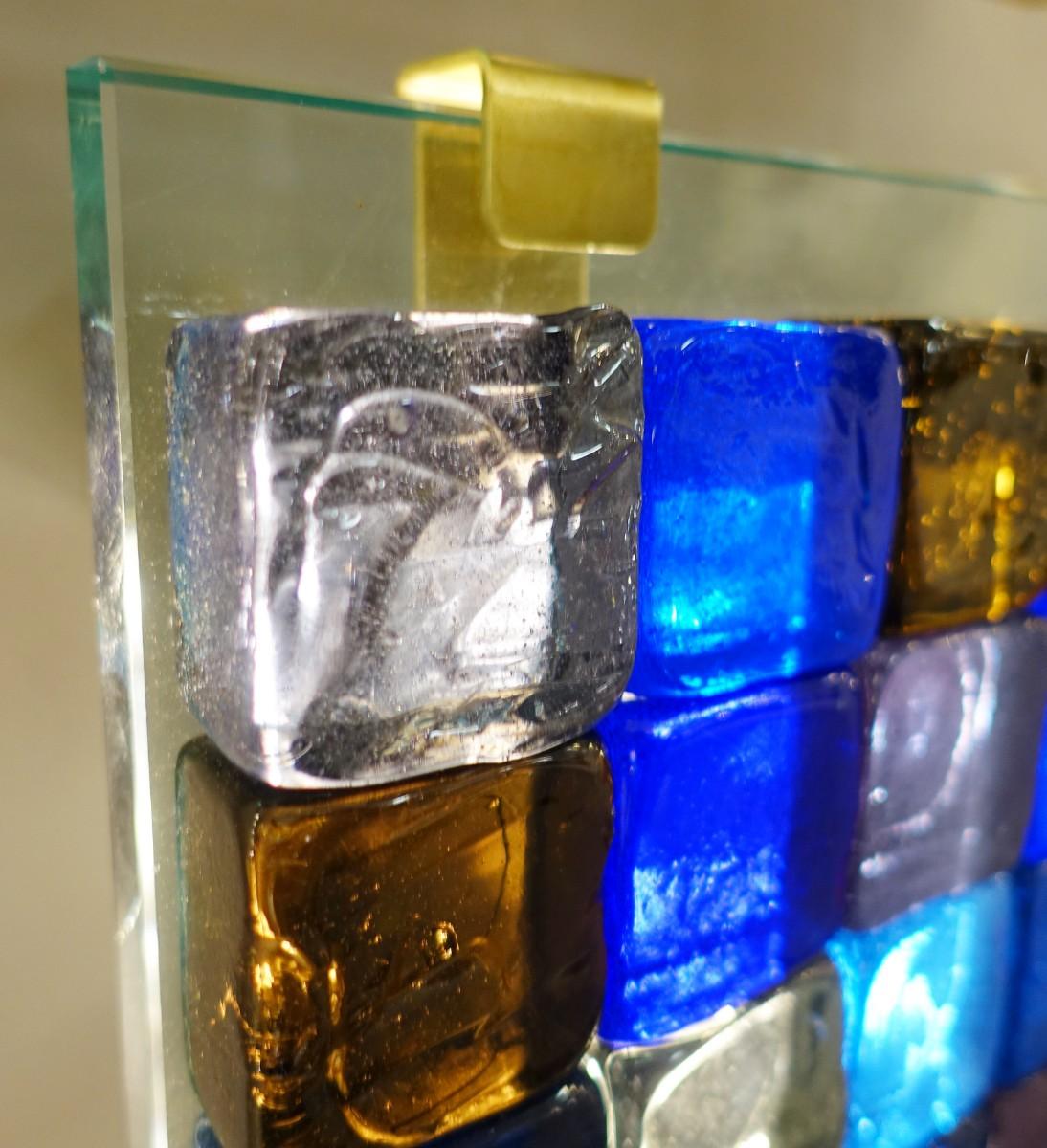 Glass Cube Wall Lamp, Belgian Creation by J. Nonnon In Good Condition For Sale In Brussels, BE