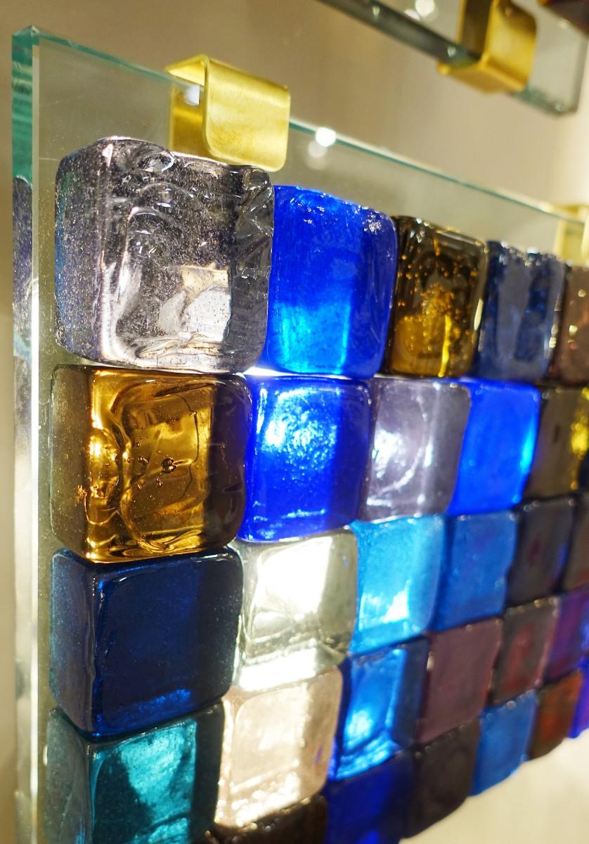 Contemporary Glass Cube Wall Lamp, Belgian Creation by J. Nonnon For Sale