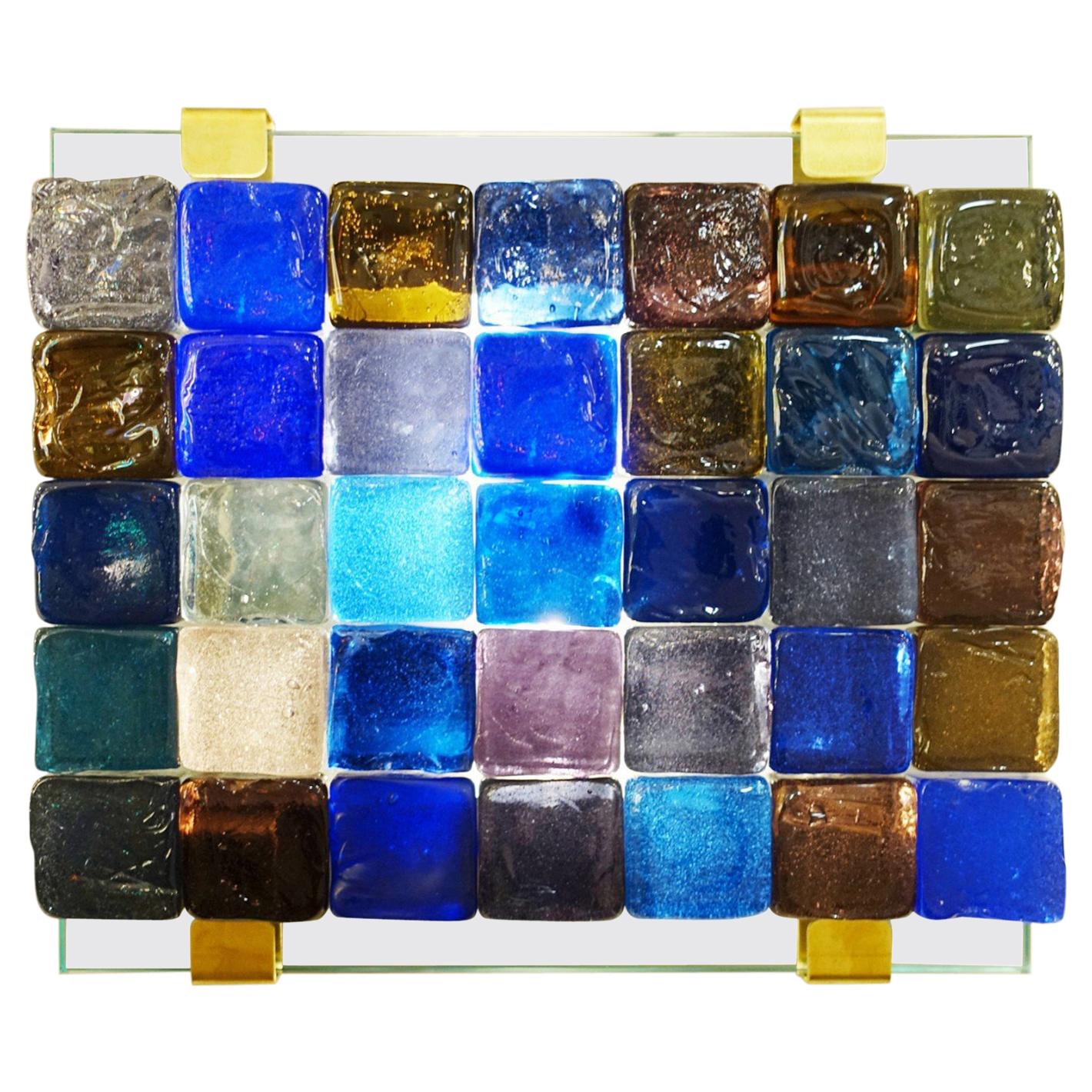 Glass Cube Wall Lamp, Belgian Creation by J. Nonnon