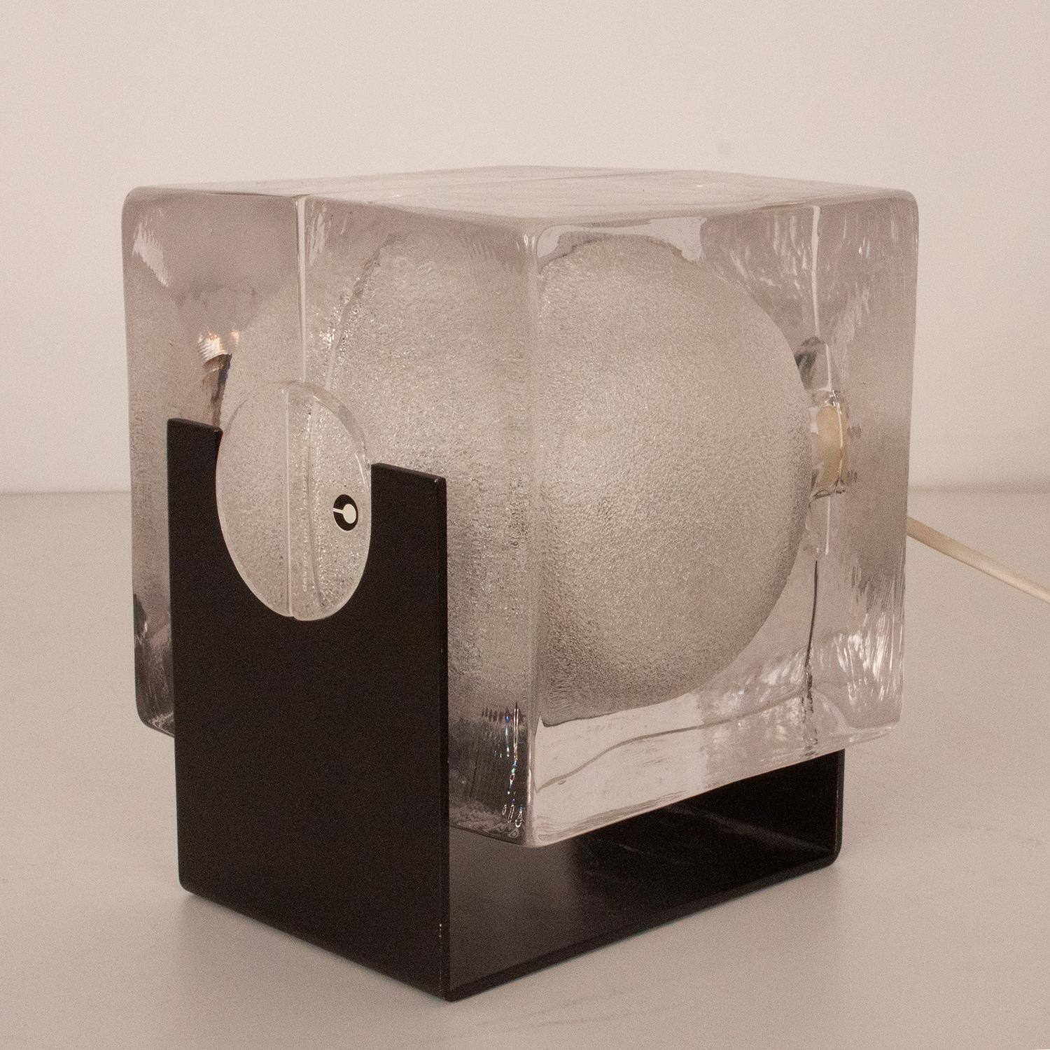 Glass Cubosfera table lamp by Uno Westerberg for Pukeberg, Sweden, 1960s.