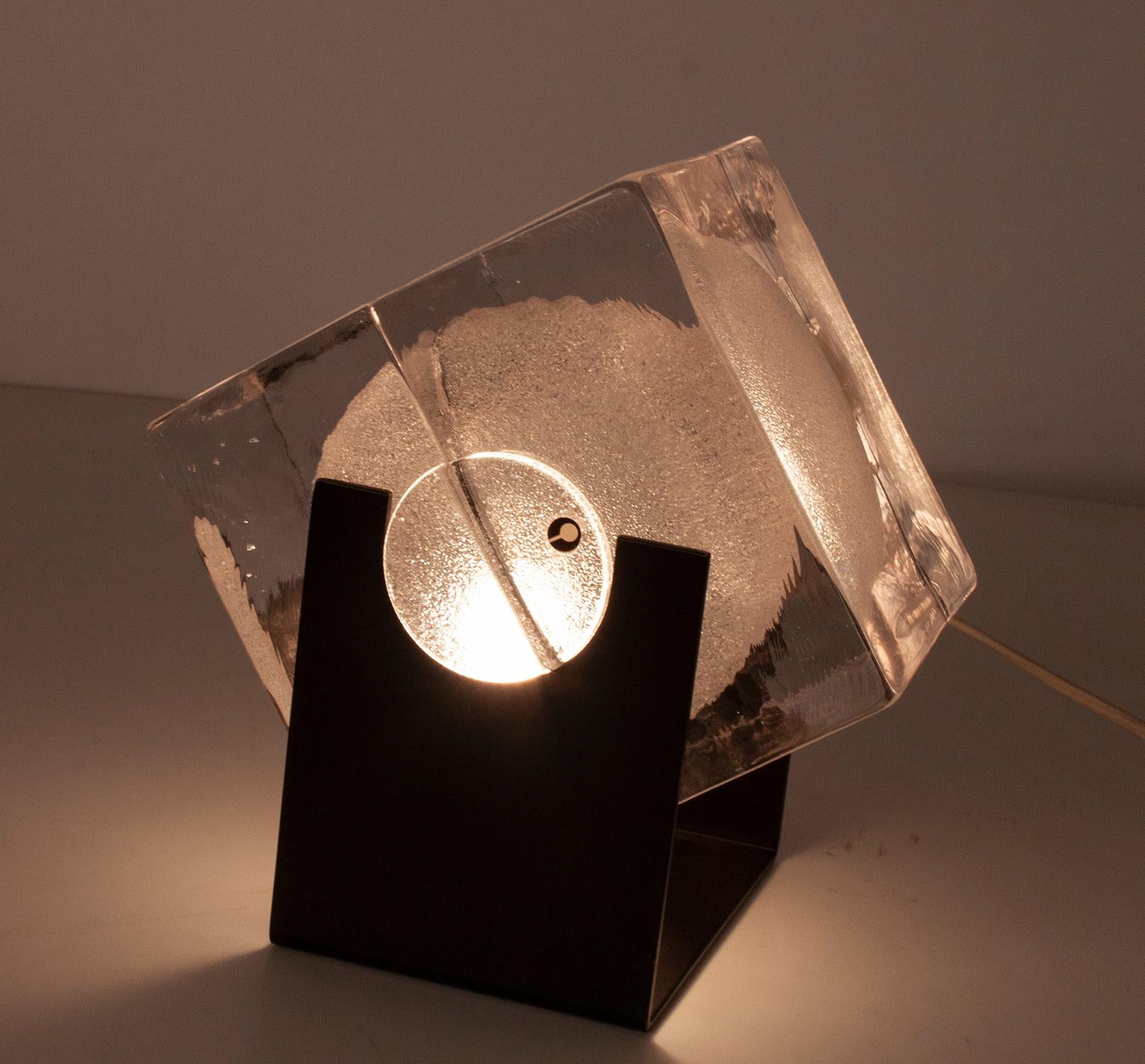 Mid-Century Modern Glass Cubosfera Table Lamp by Uno Westerberg for Pukeberg, Sweden, 1960s