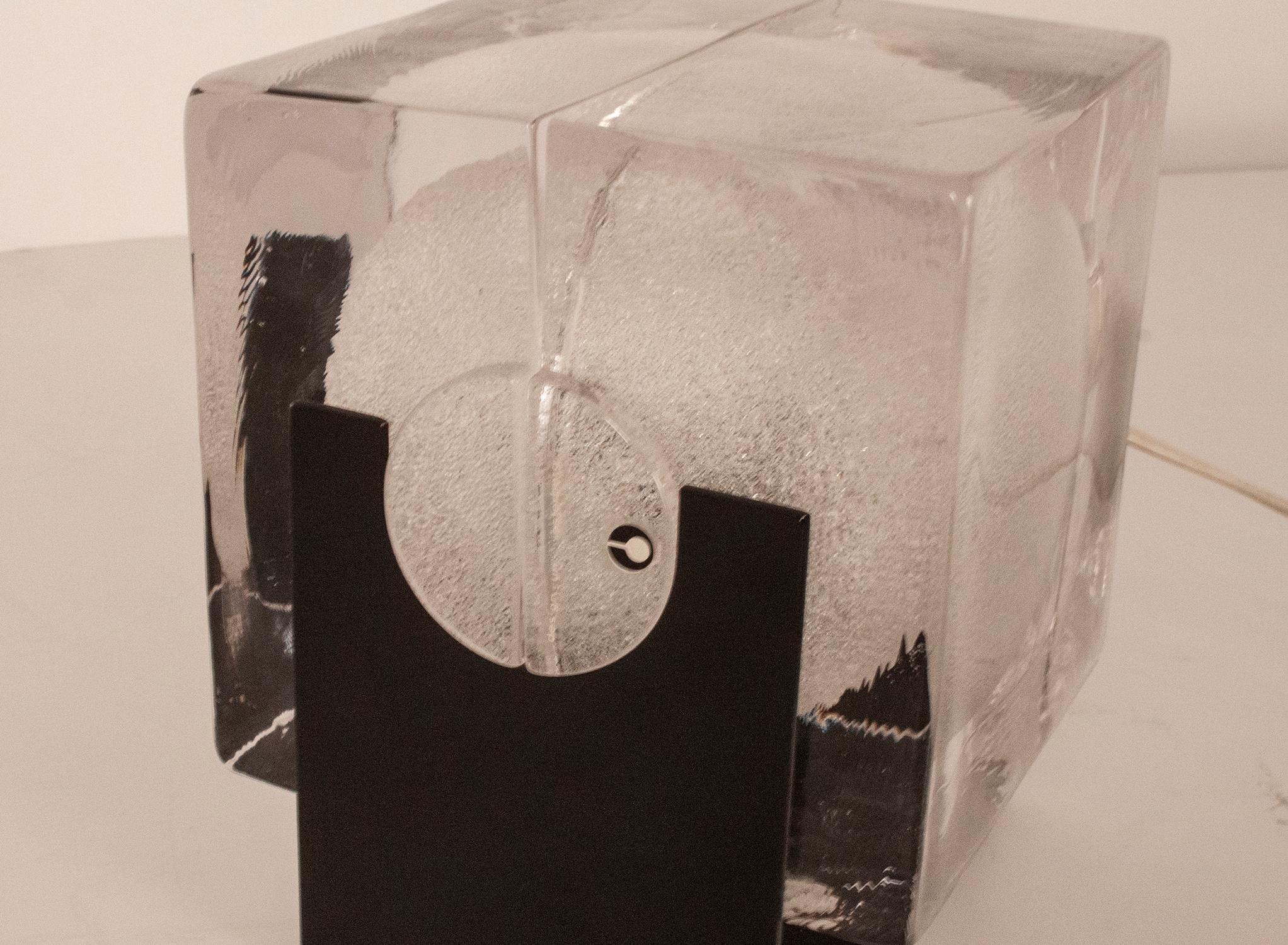 Swedish Glass Cubosfera Table Lamp by Uno Westerberg for Pukeberg, Sweden, 1960s