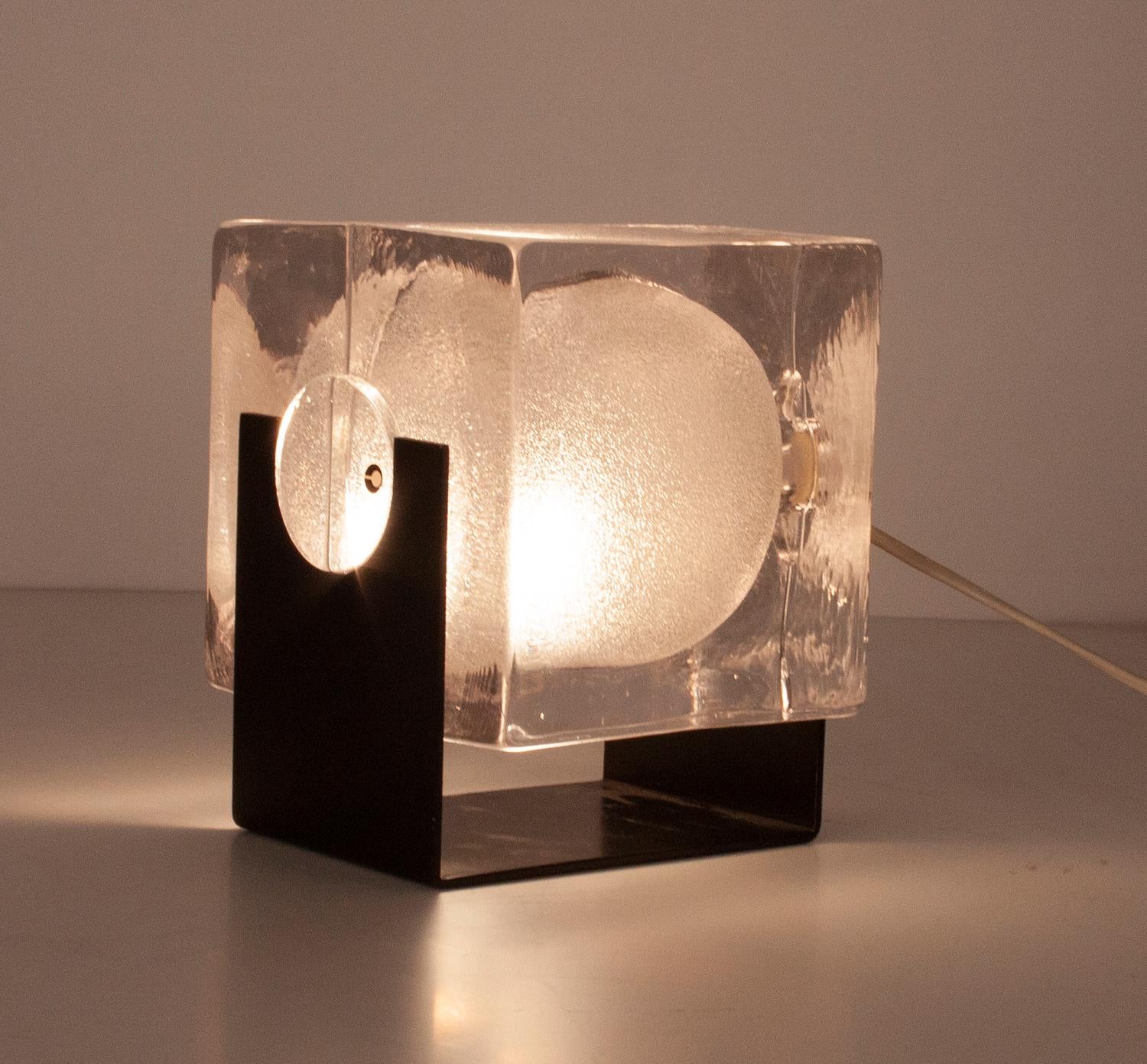 Mid-20th Century Glass Cubosfera Table Lamp by Uno Westerberg for Pukeberg, Sweden, 1960s