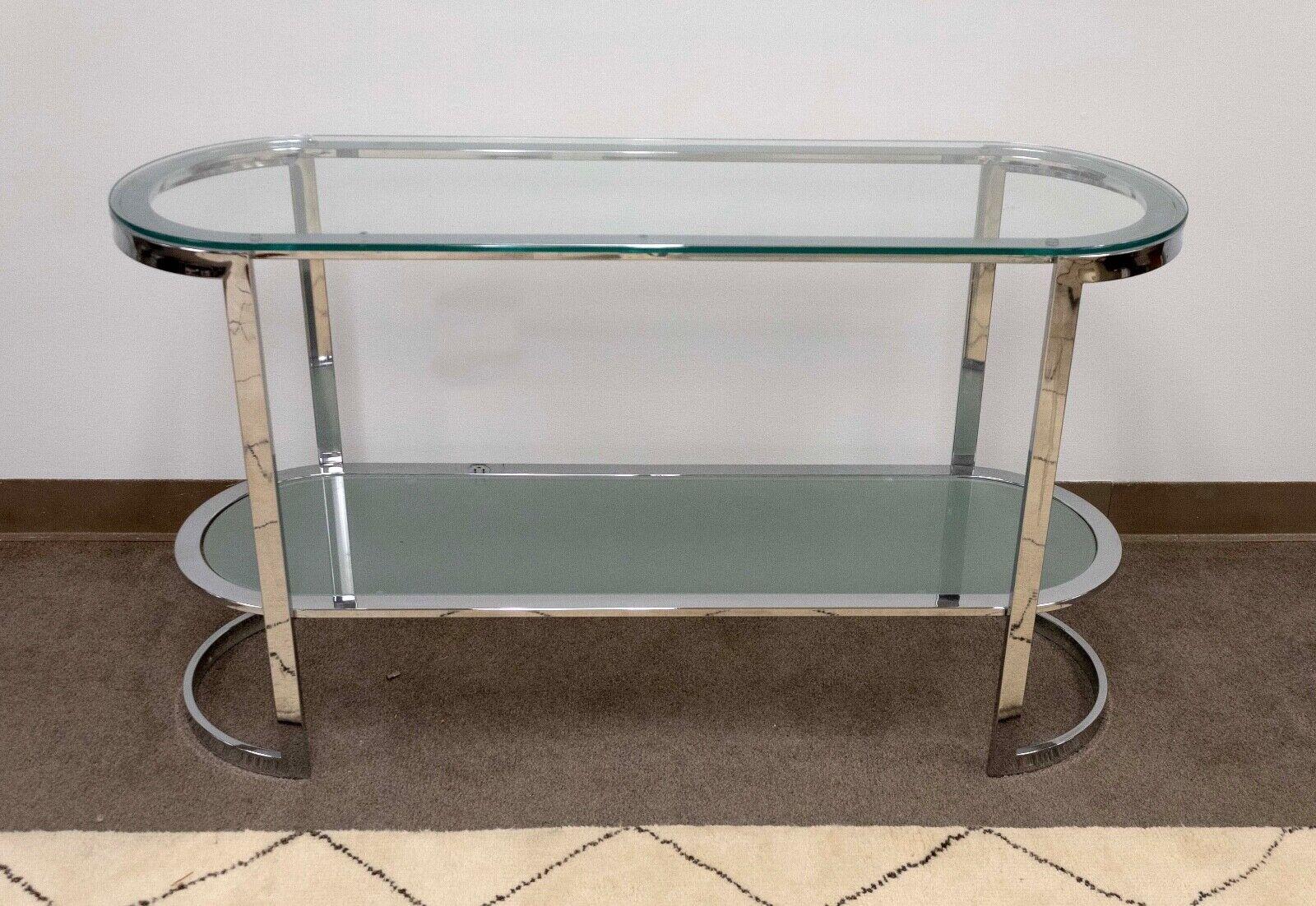 Table console en verre et chrome incurvé Contemporary Modernity Bon état - En vente à Keego Harbor, MI