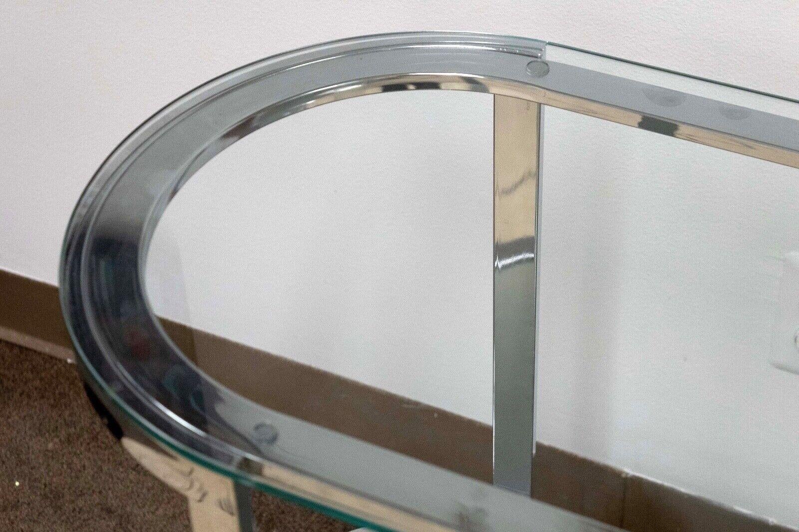 Glass & Curved Chrome Console Table Contemporary Modern For Sale 3